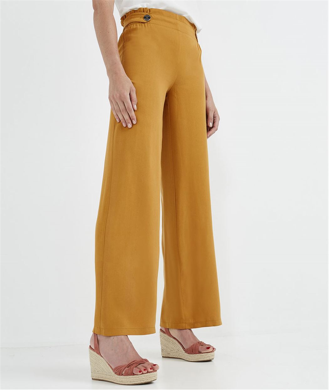 Pantalon paperbag large et safran SAFRAN