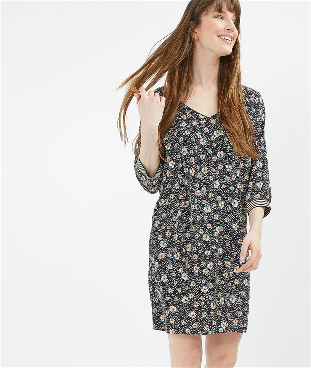 Robe imprimée esprit sweat NOIR