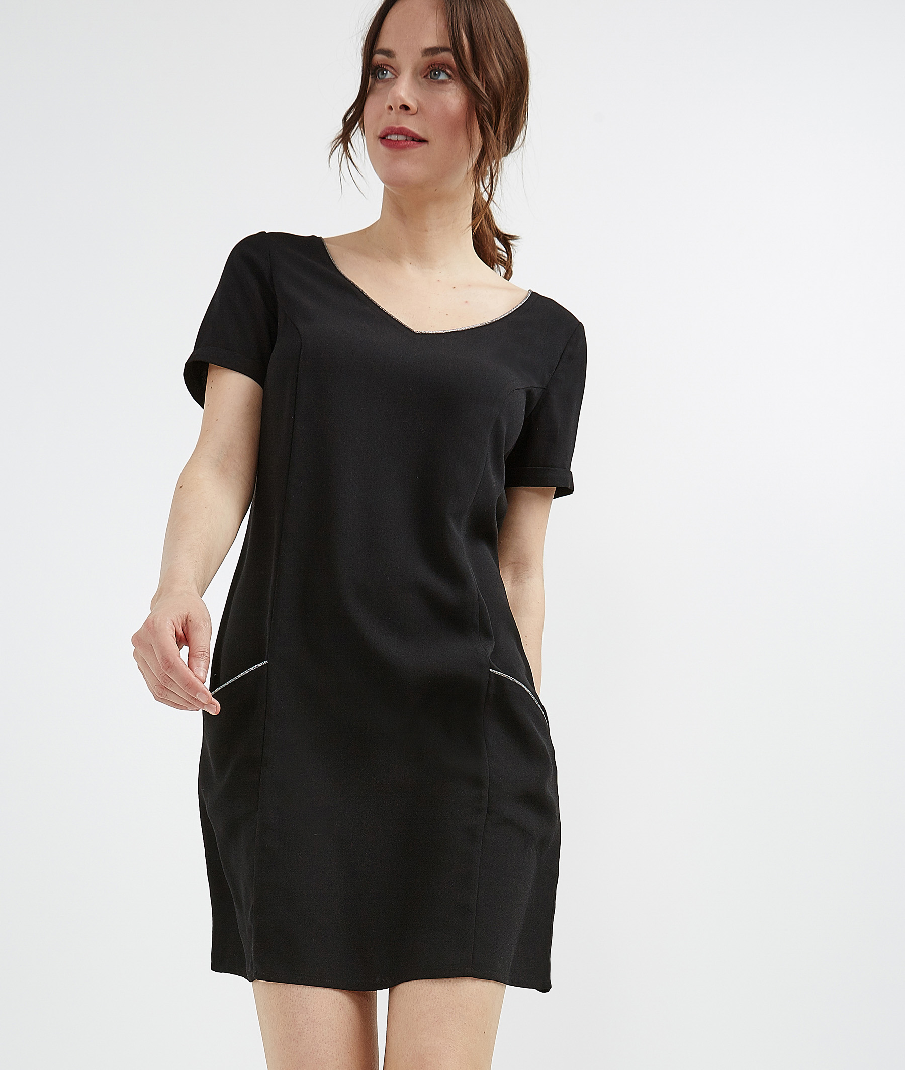 Robe fluide unie évasée NOIR