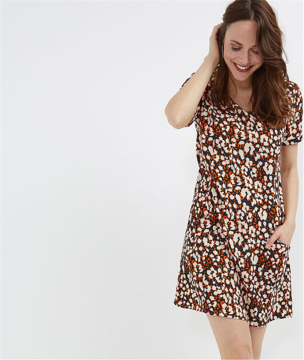 Robe fluide unie évasée PEAU DE BETE