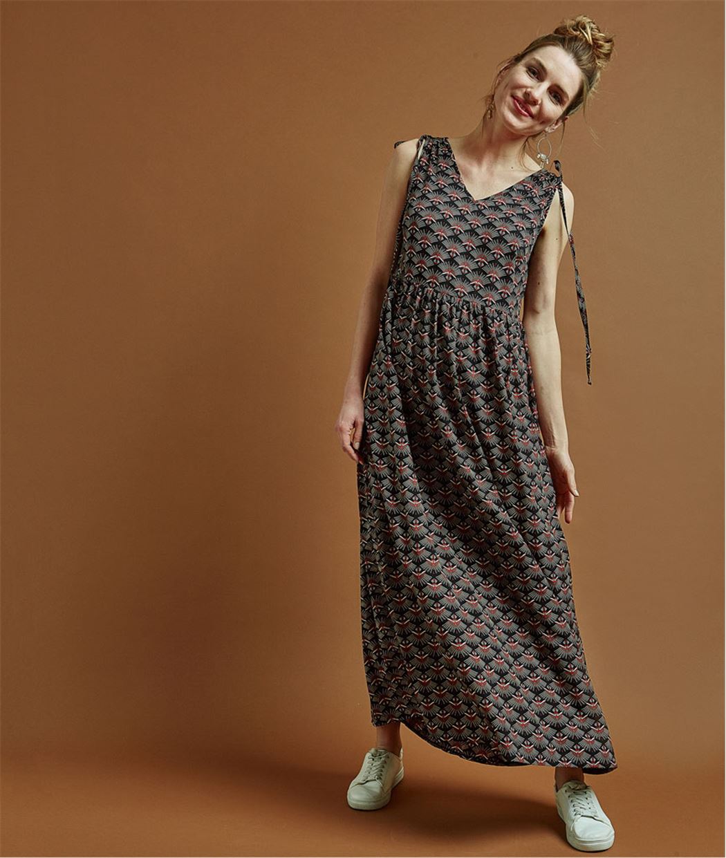 Robe femme longue imprimé wax NOIR