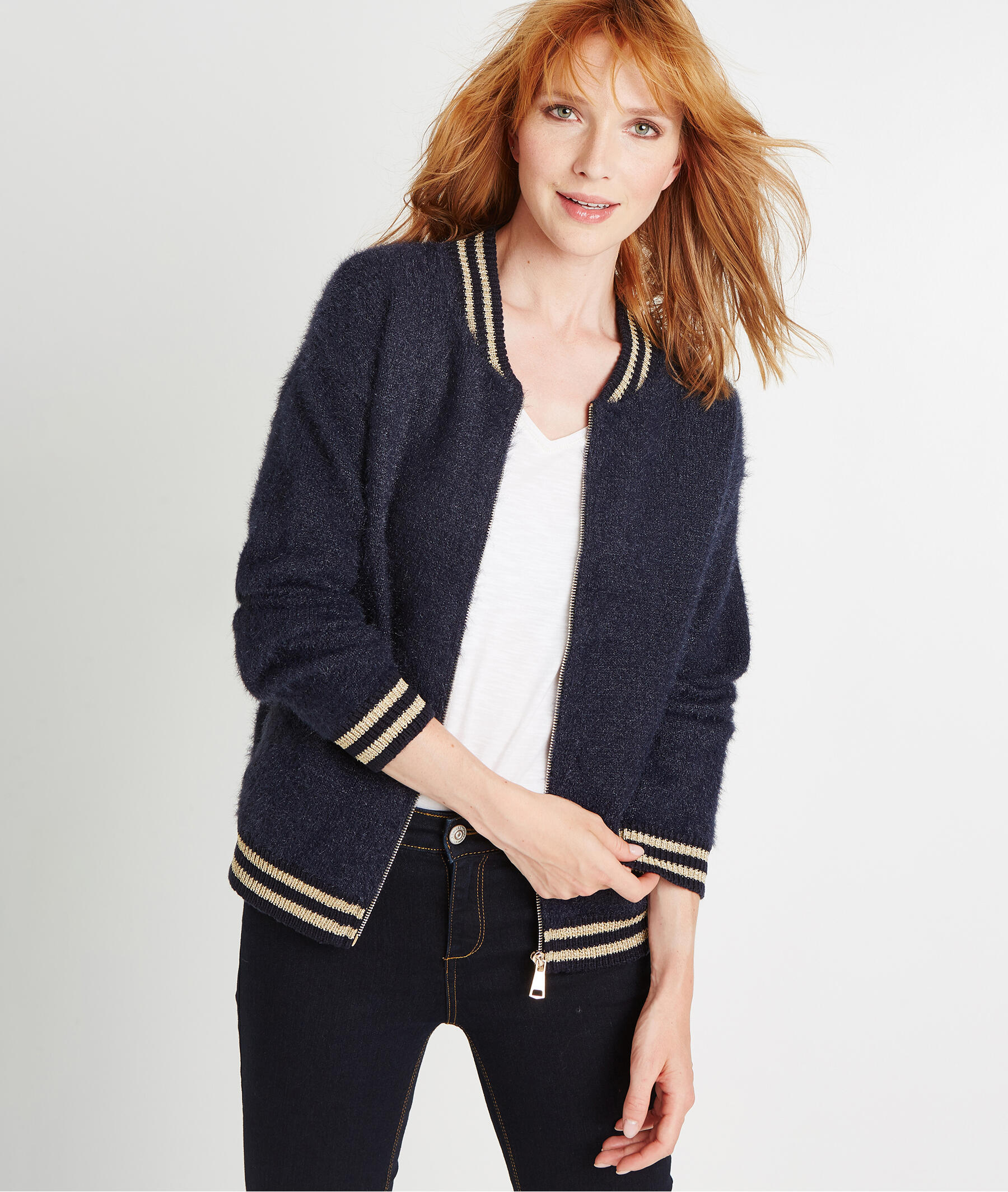 Gilet forme bomber fluffy MARINE