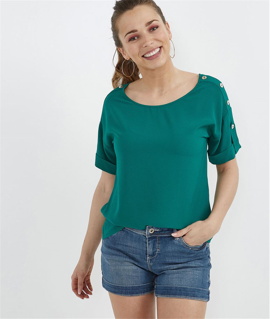 Blouse colorée avec boutons VERT