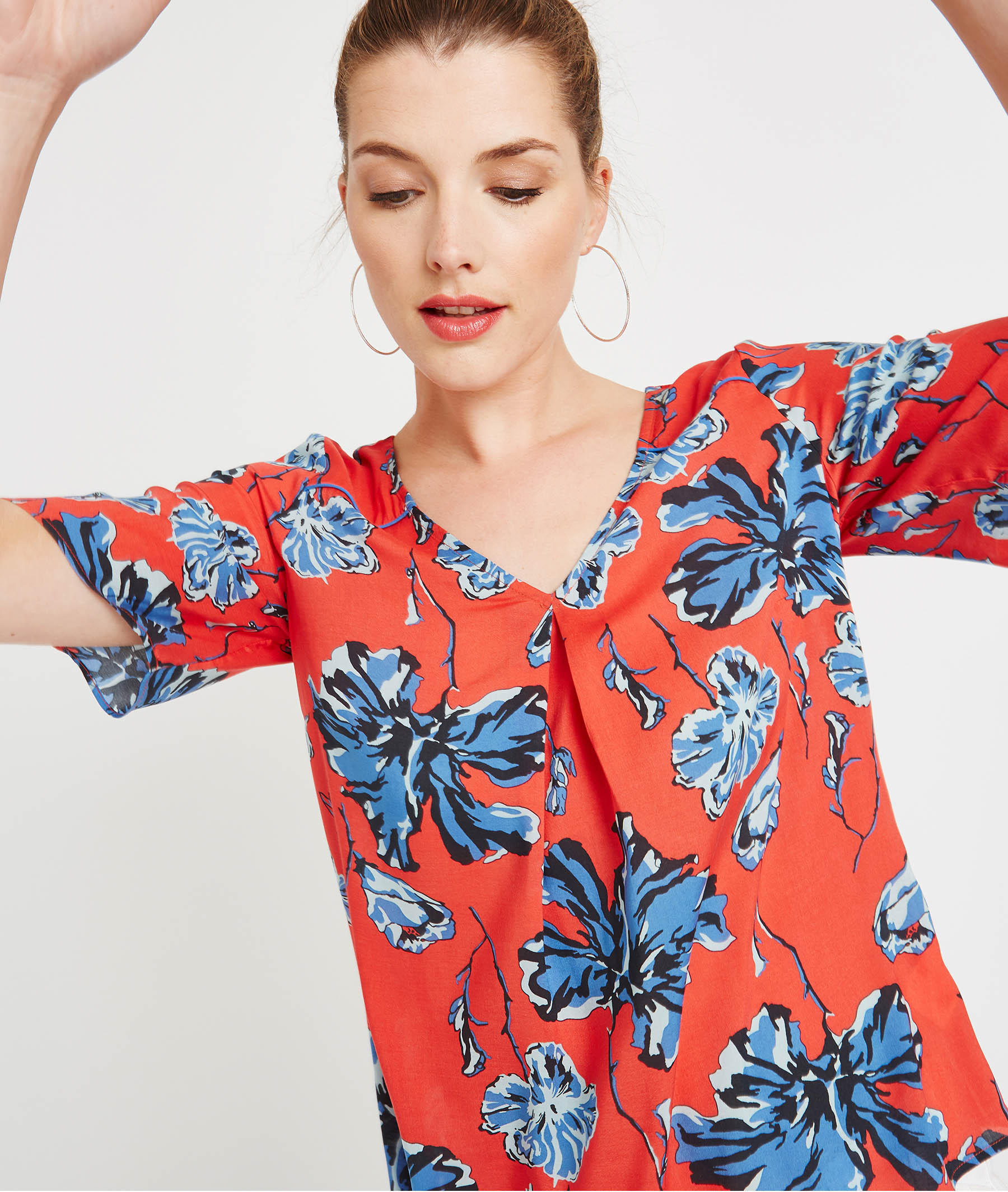 Blouse fleurie manches coudes IMPRIME