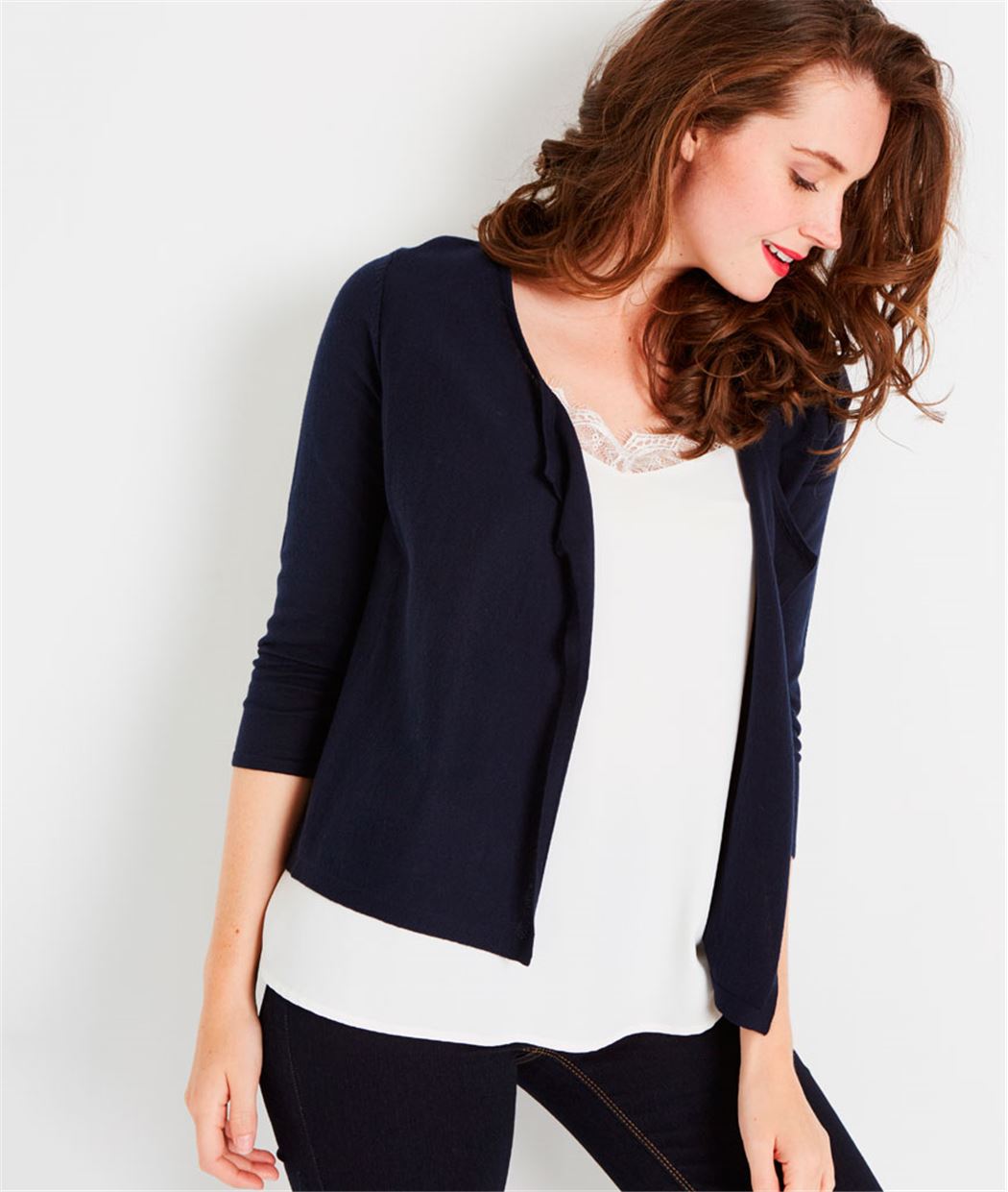 Gilet court basique en coton MARINE