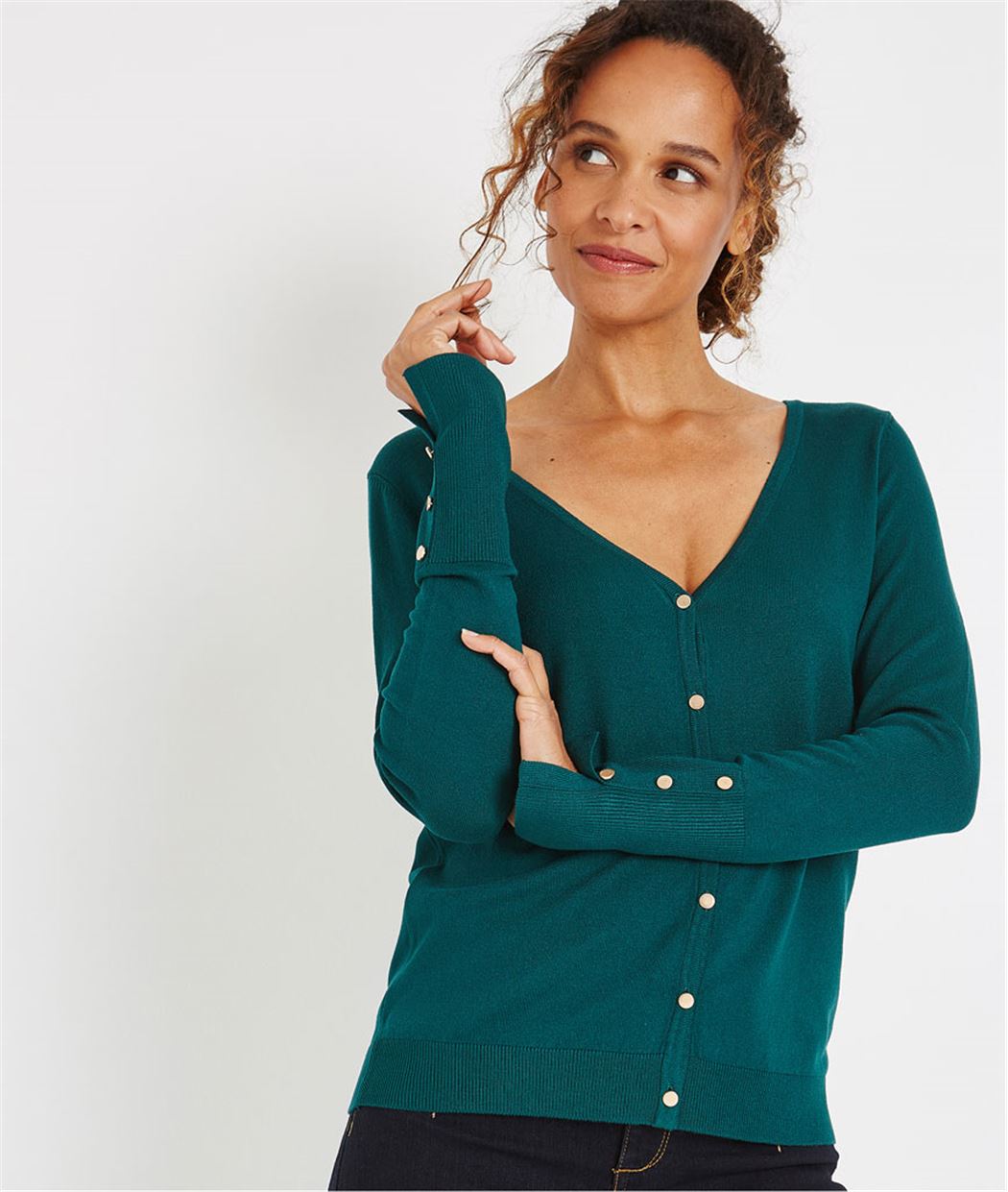 Gilet basique col V uni VERT