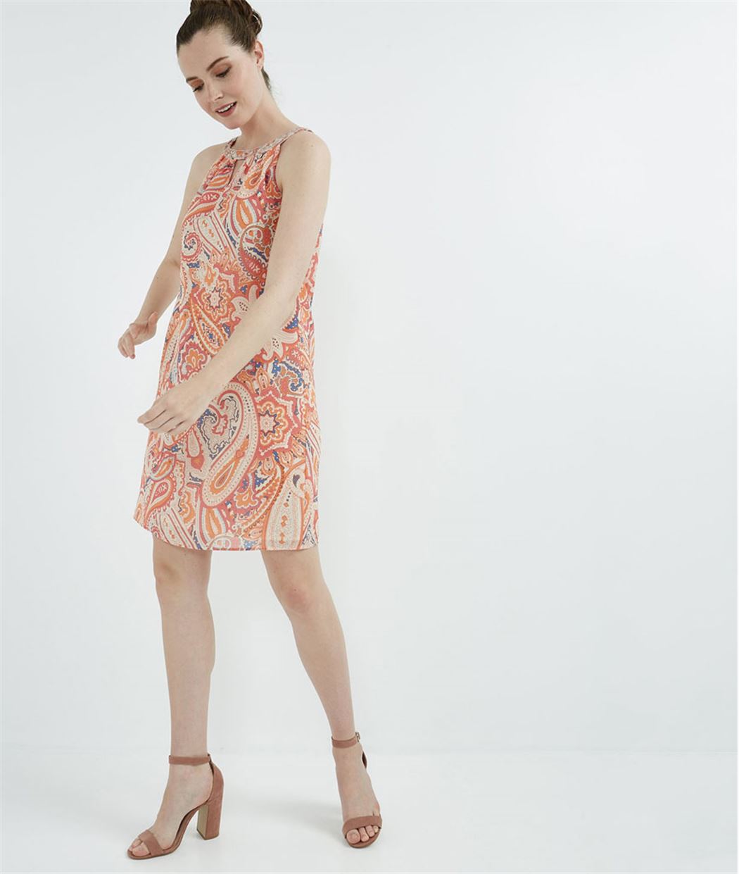 Robe imprimée sans manches ROSE
