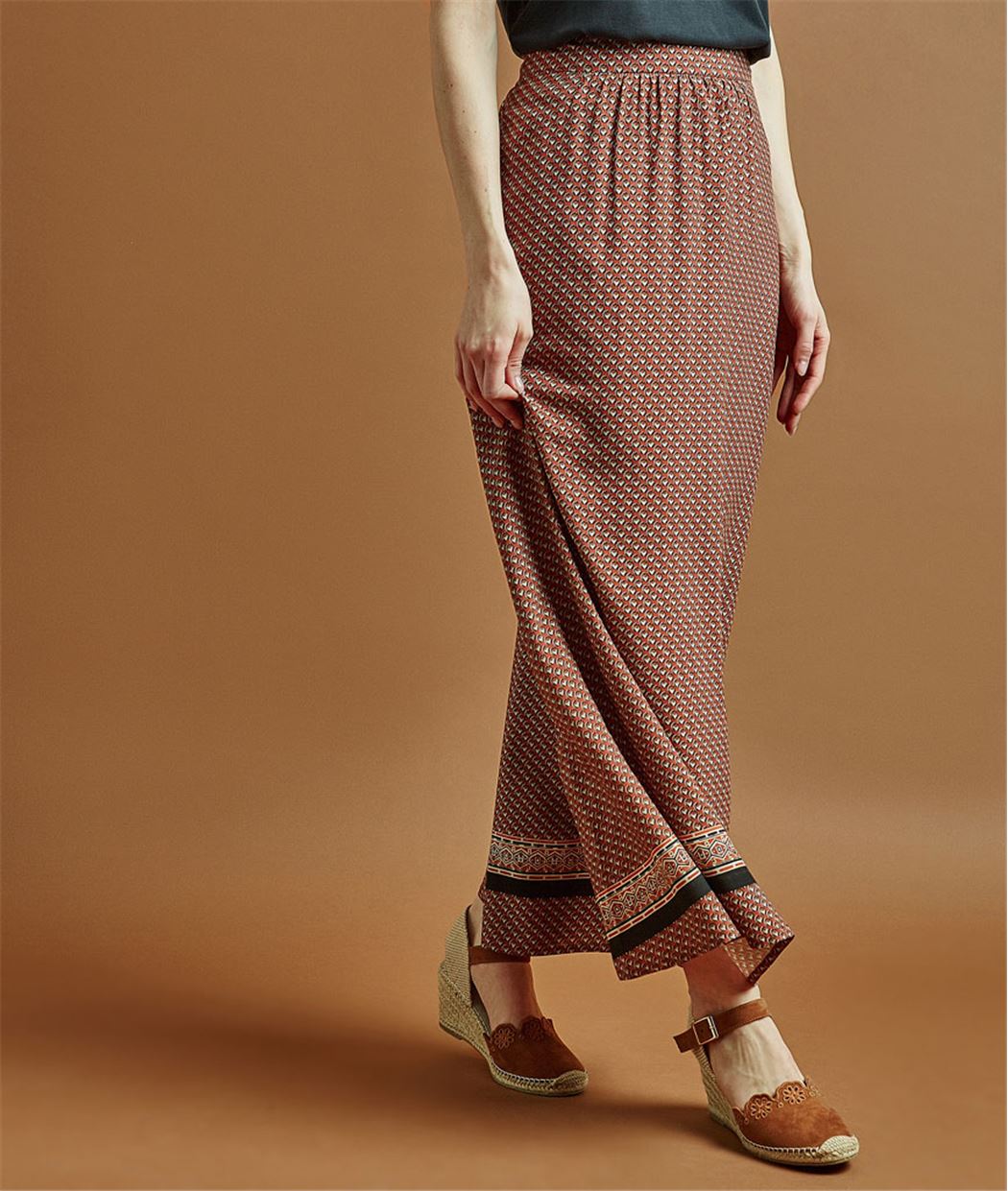 Jupon femme imprimé boubou IMP.MARRON