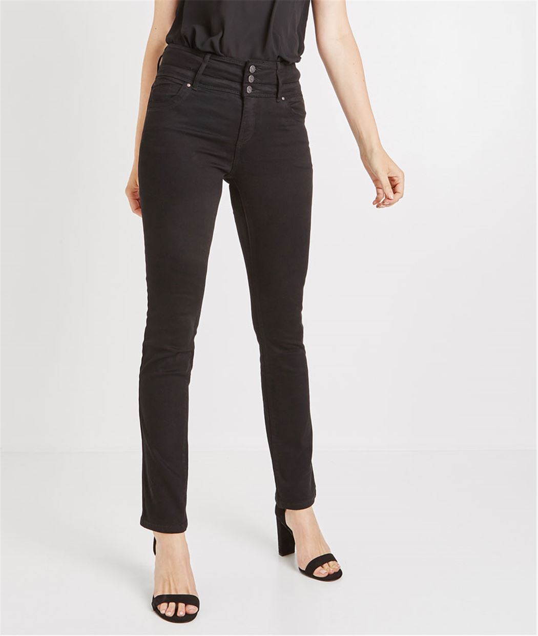 Jean droit taille haute BLACK