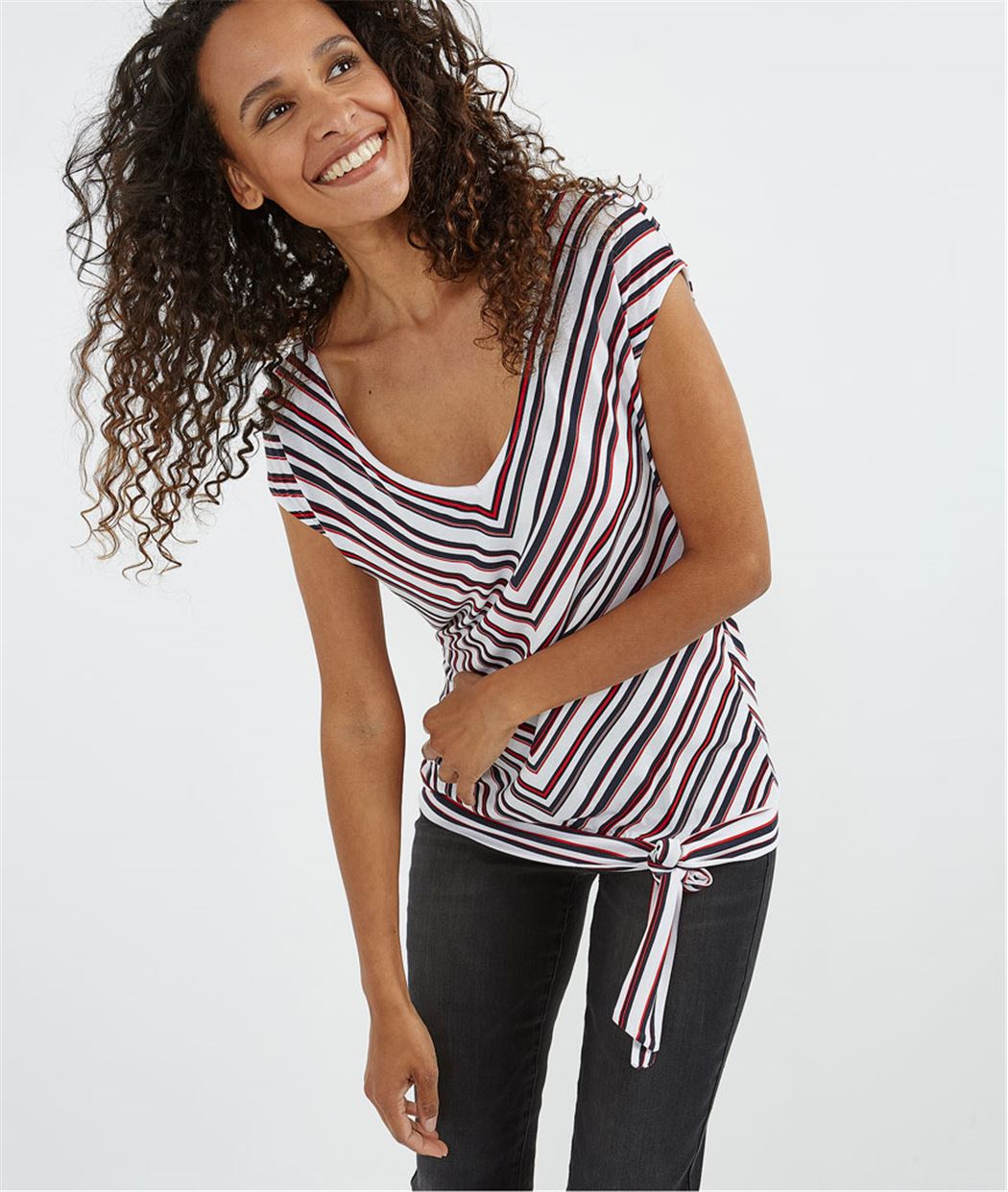 T-shirt rayures chevrons BLANC