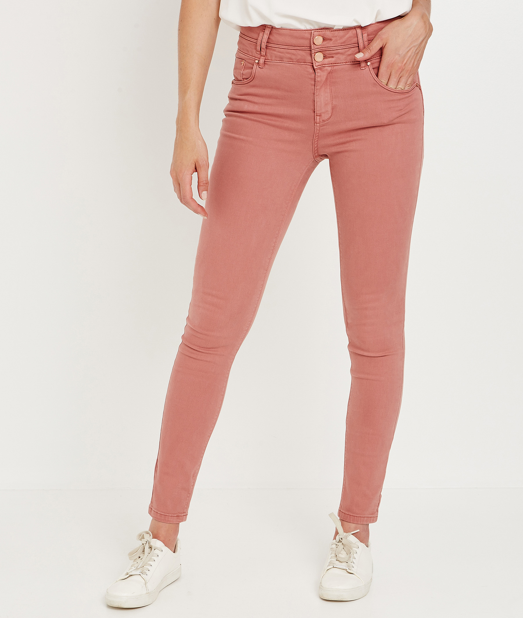 Slim taille haute uni de couleur BLUSH