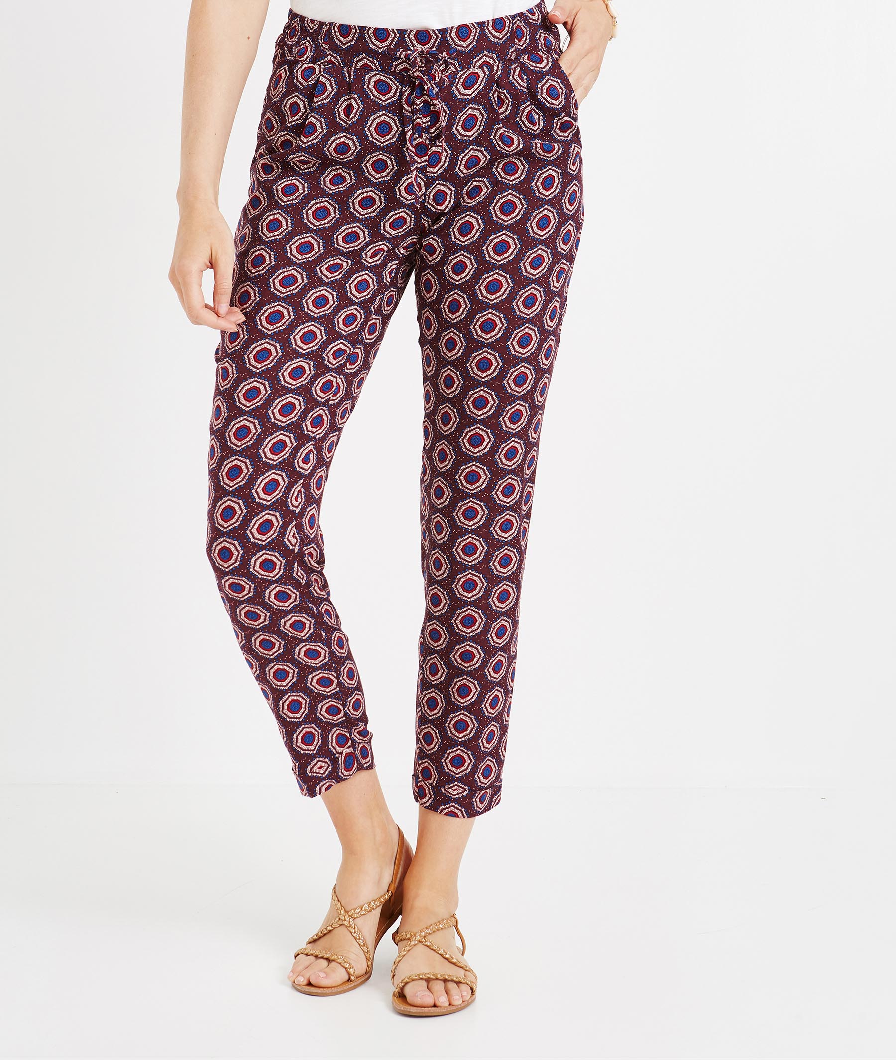 Pantalon fluide imprimé BORDEAUX
