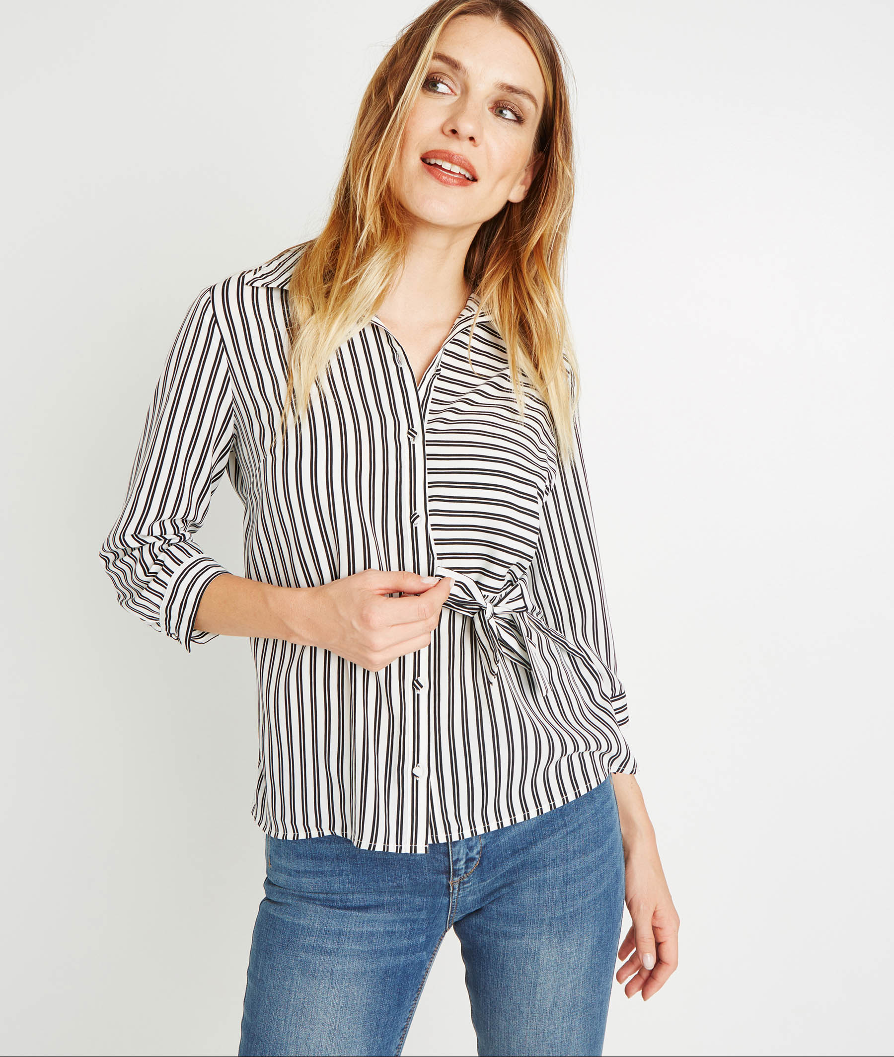 Chemise fluide à rayures RAYE NOIR