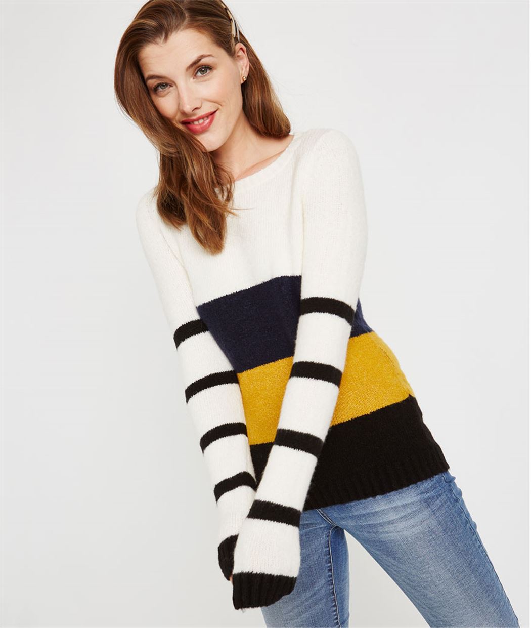 Pull color block rayé MULTICOLORE