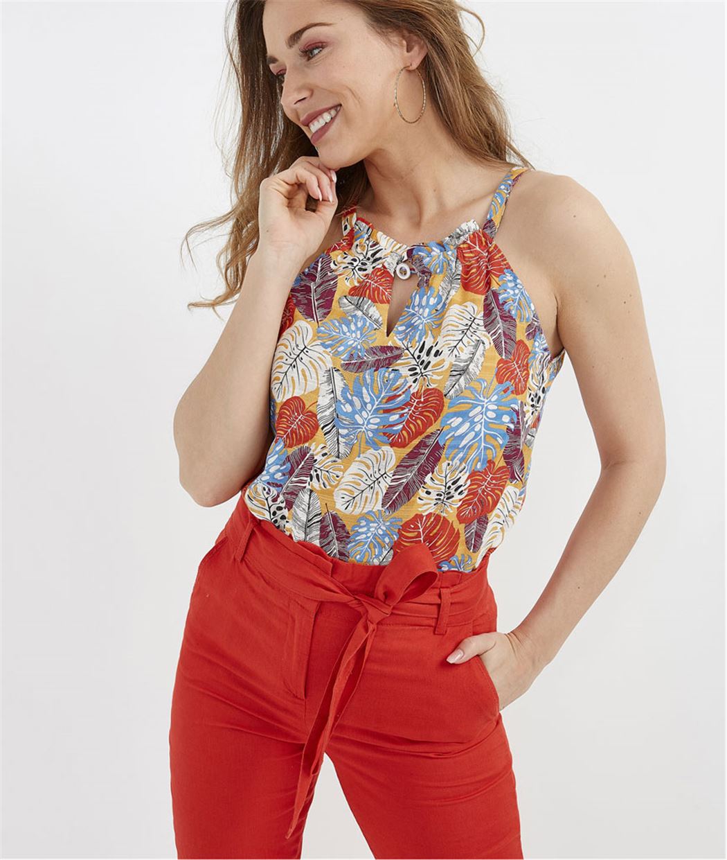 Top femme imprimé sans manches MULTICOLORE