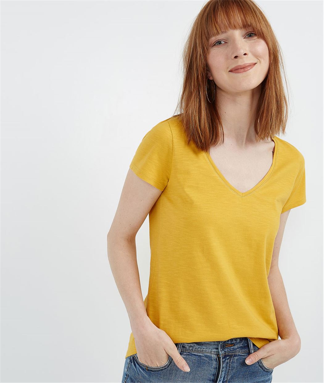 T-shirt basique uni de couleur SAFRAN