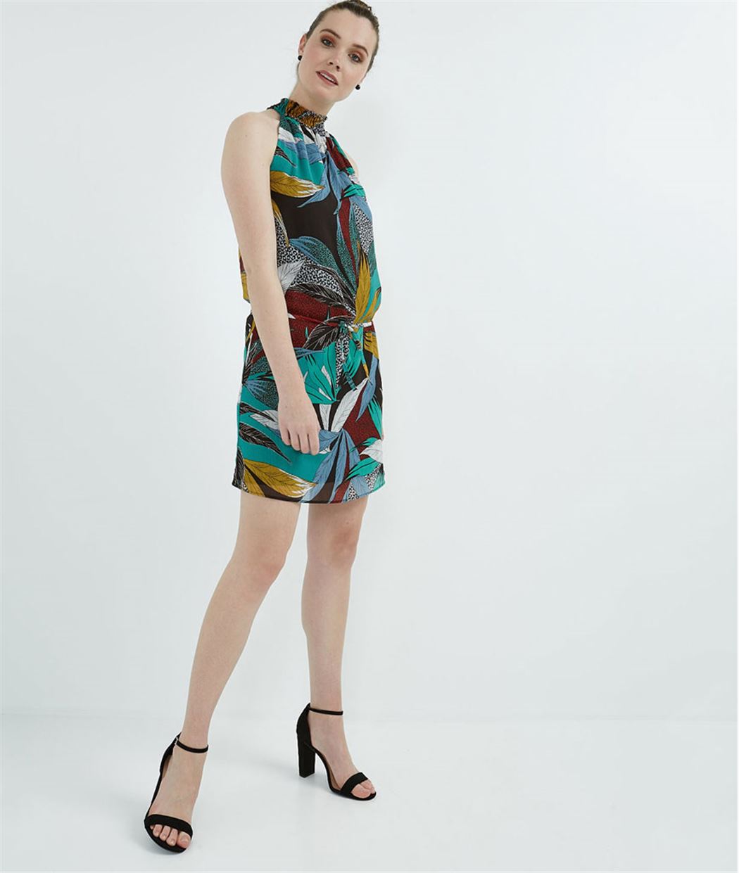 Robe suspendue imprimée avec col montant MULTICOLORE