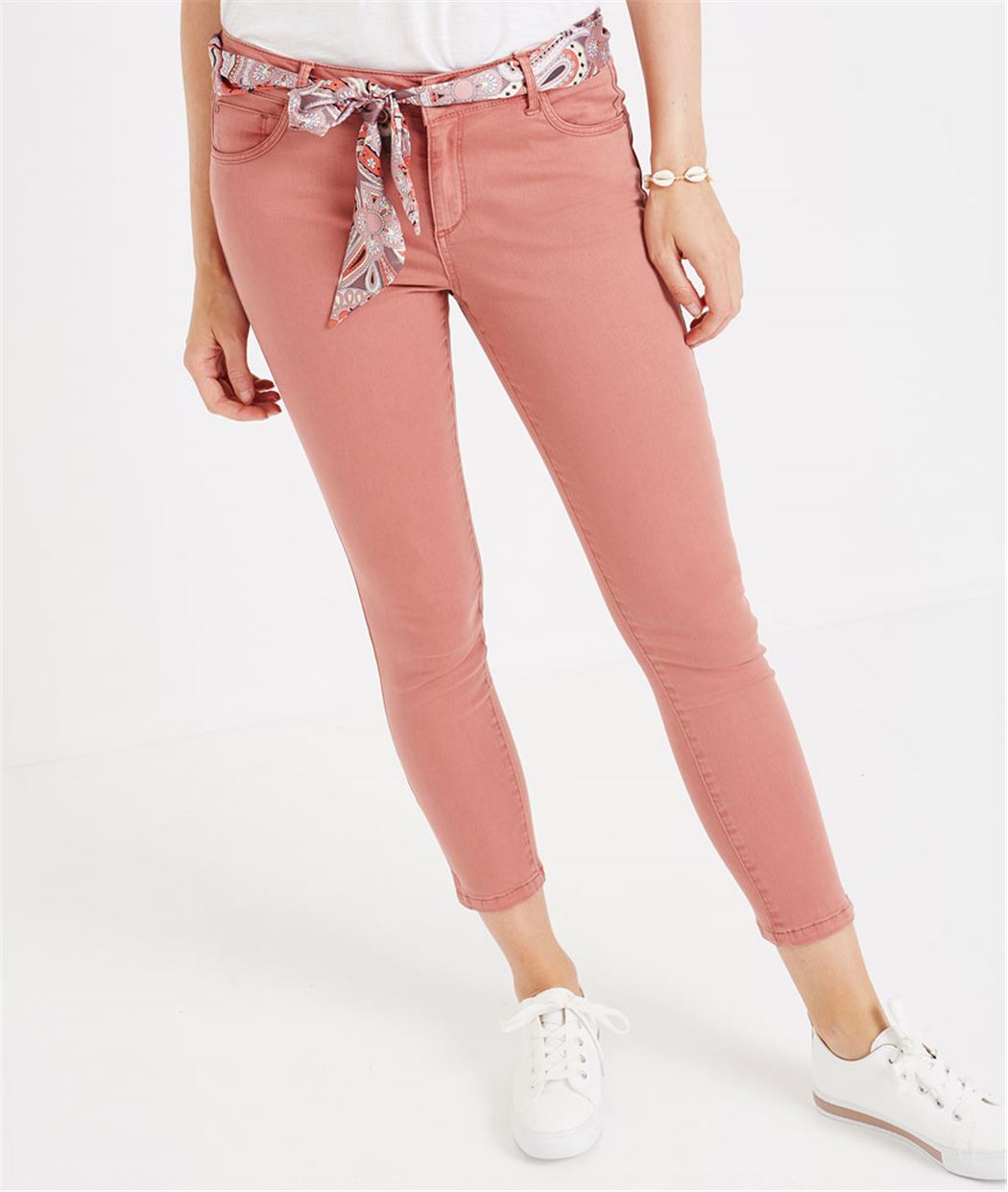 Pantalon 7/8ème de couleur avec ceinture BLUSH