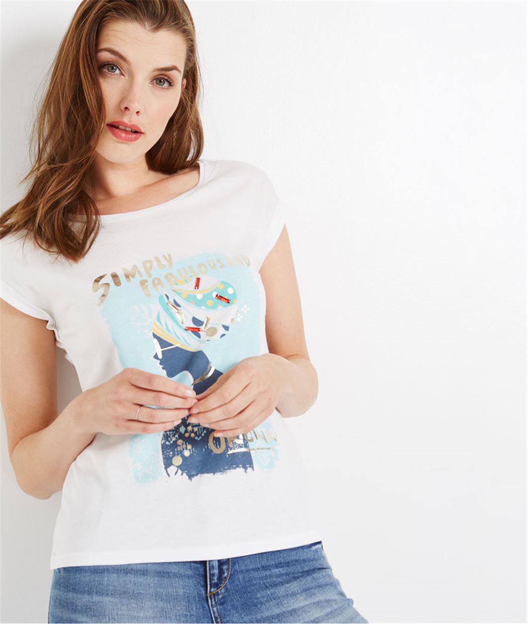 T-shirt blanc avec print BLANC