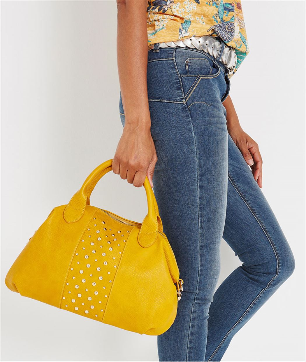 Sac bowling jaune avec clous JAUNE