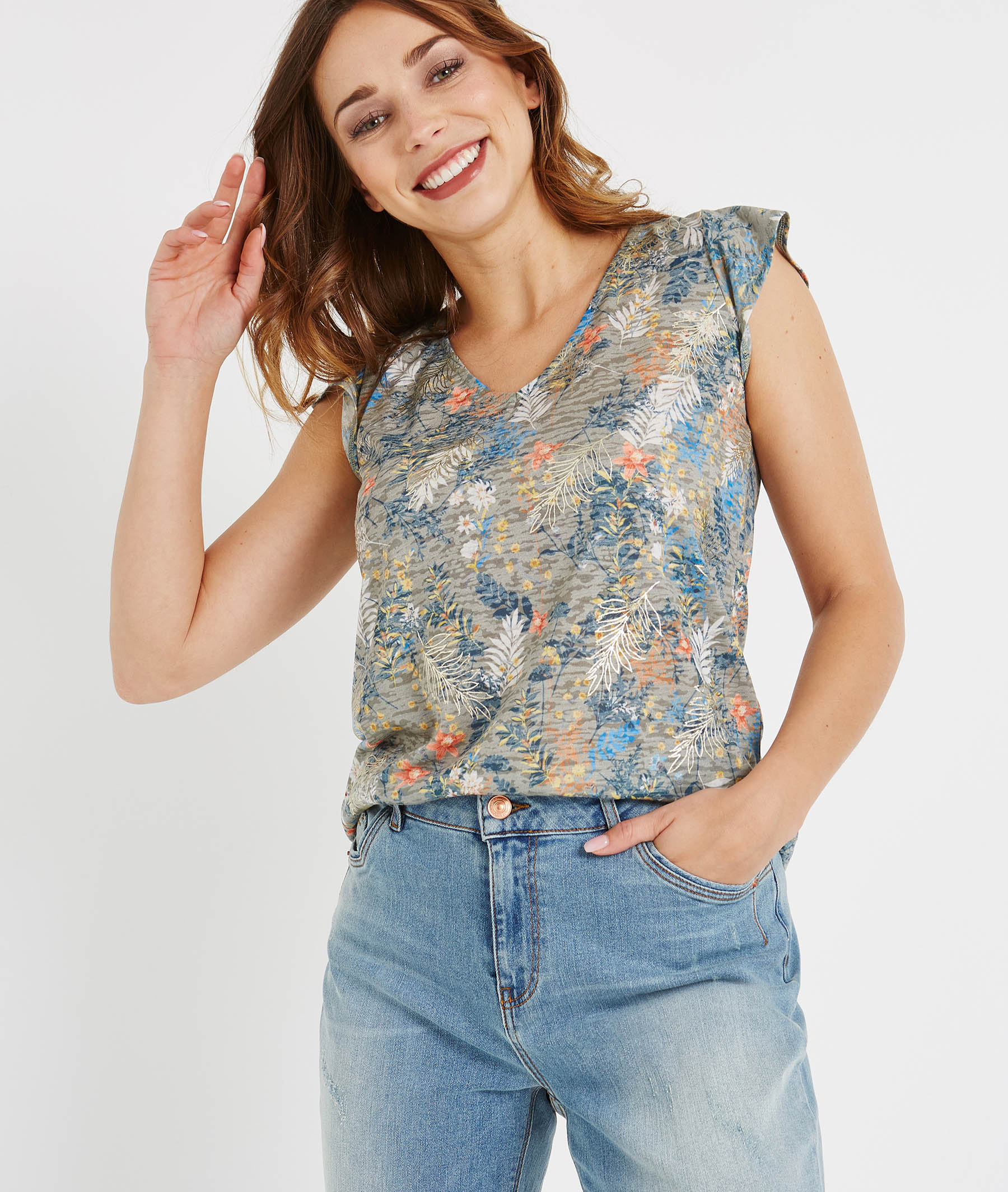 T-shirt imprimé avec dos original KAKI