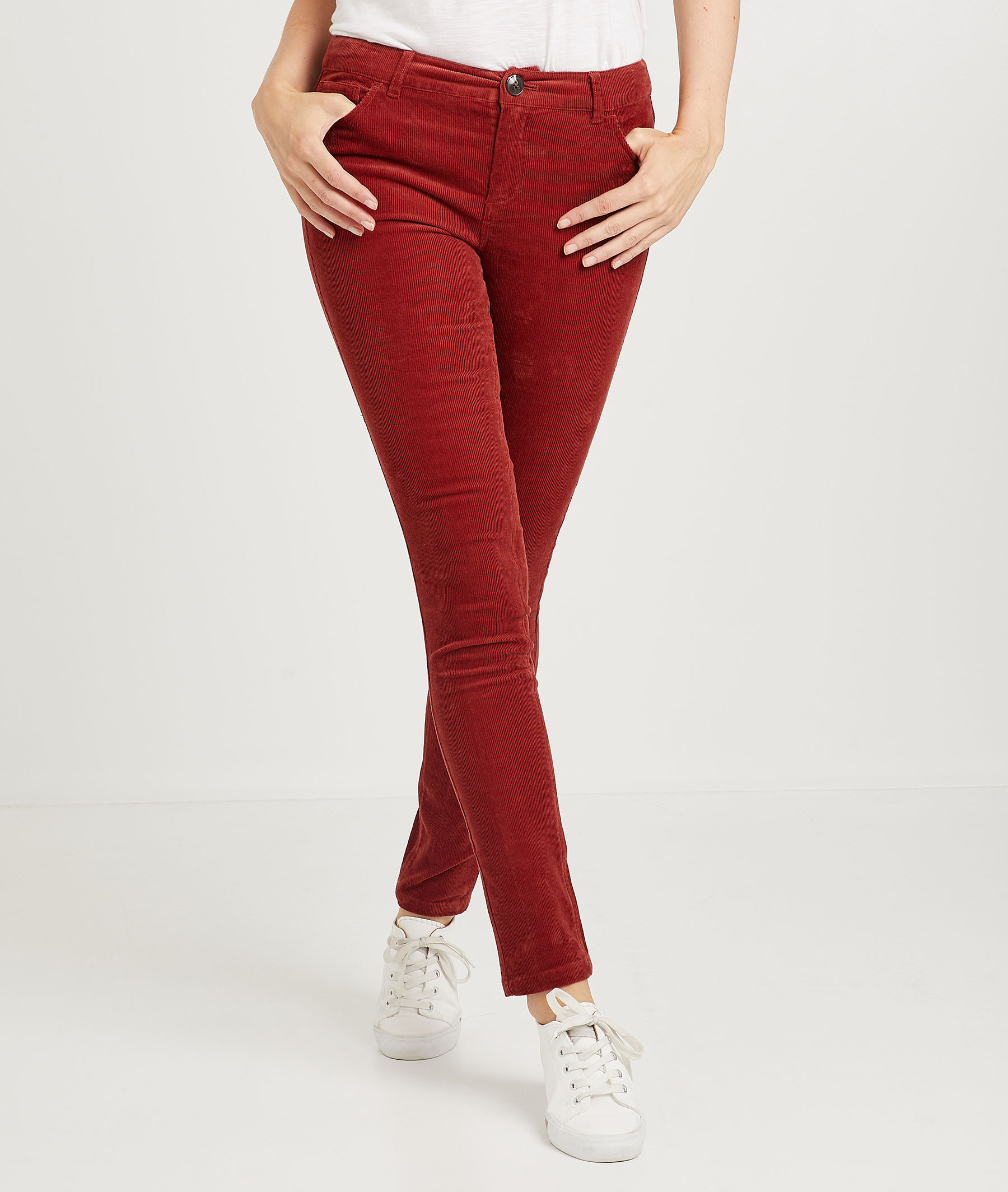 Pantalon slim en velours PAPRIKA