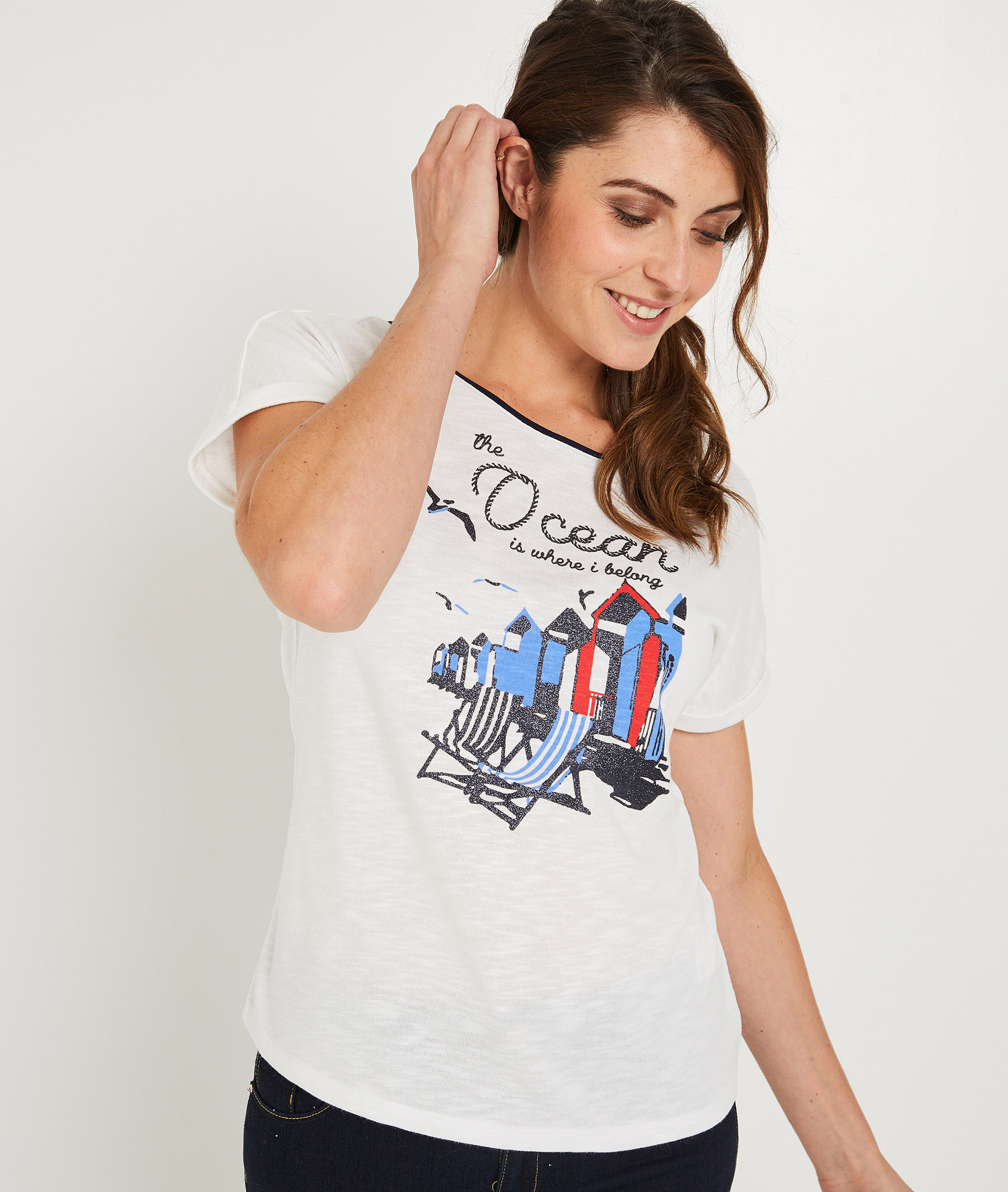 T-shirt blanc avec print BLANC