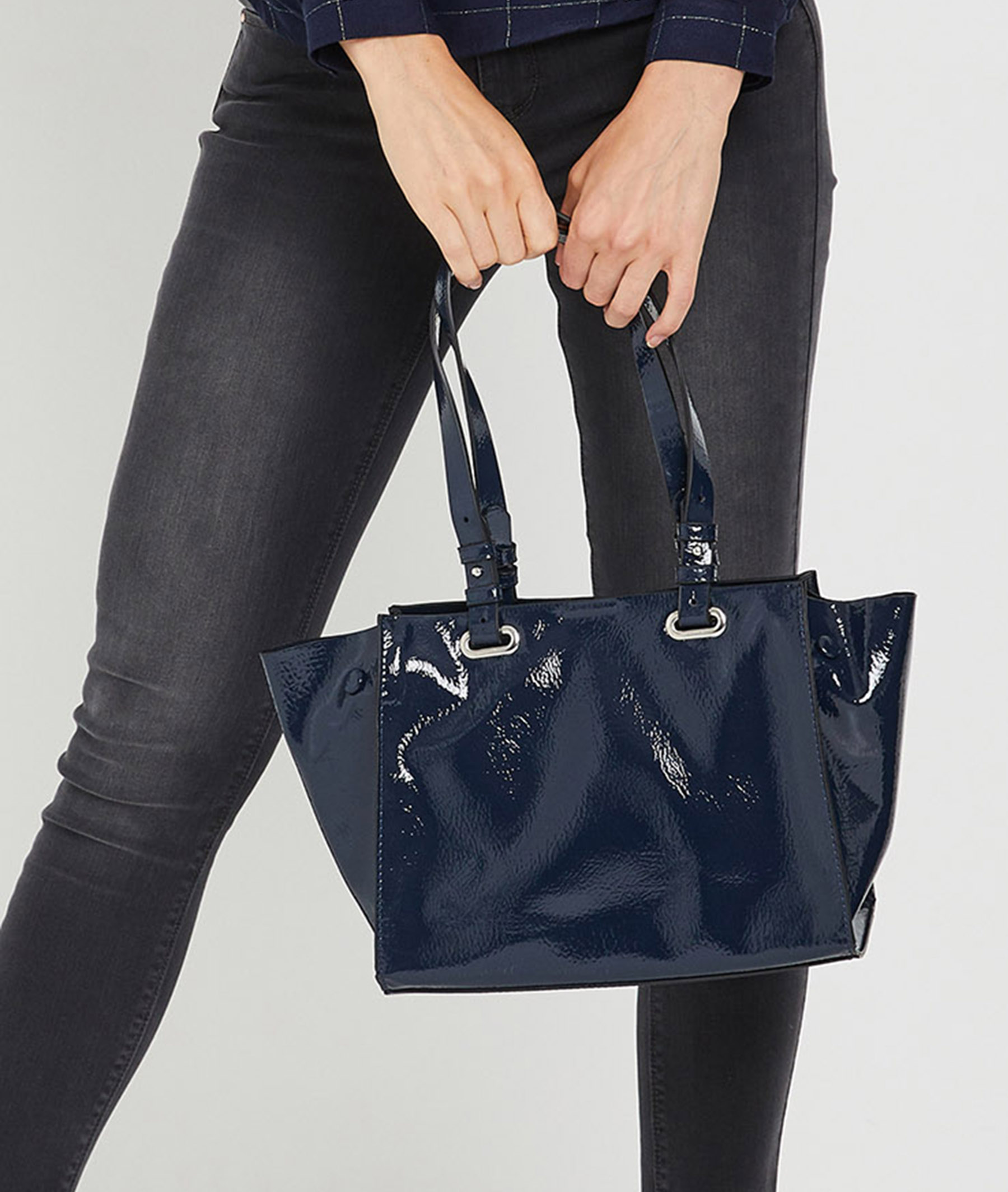 Sac bleu verni avec anses BLEU