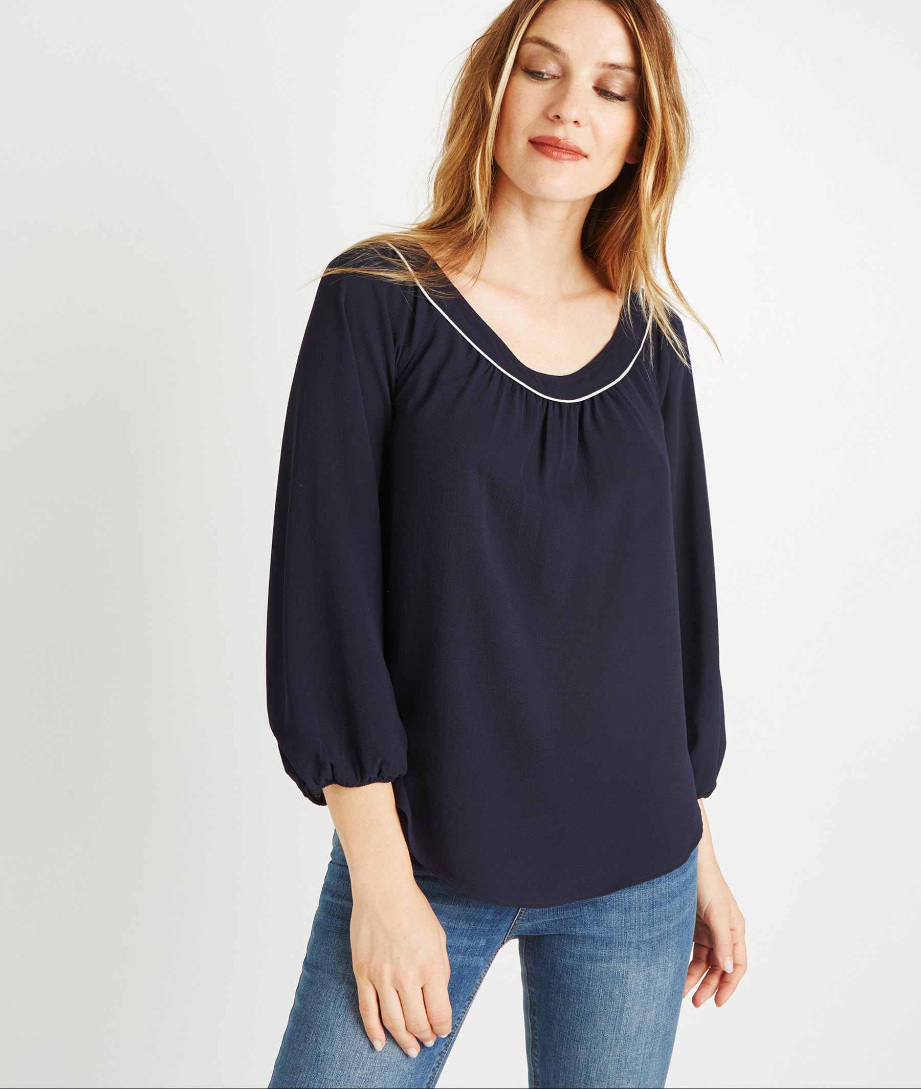 Blouse marine manches bouffantes MARINE
