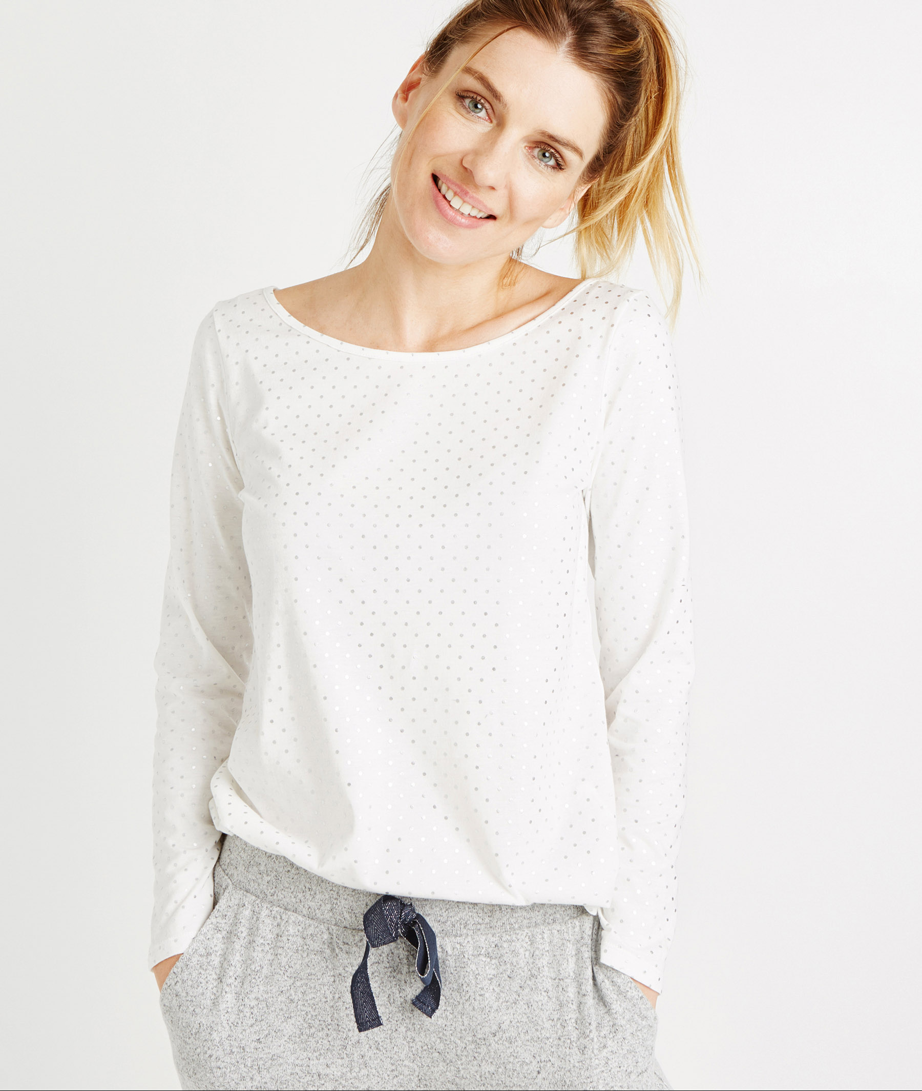 T-shirt homewear imprimé BLANC