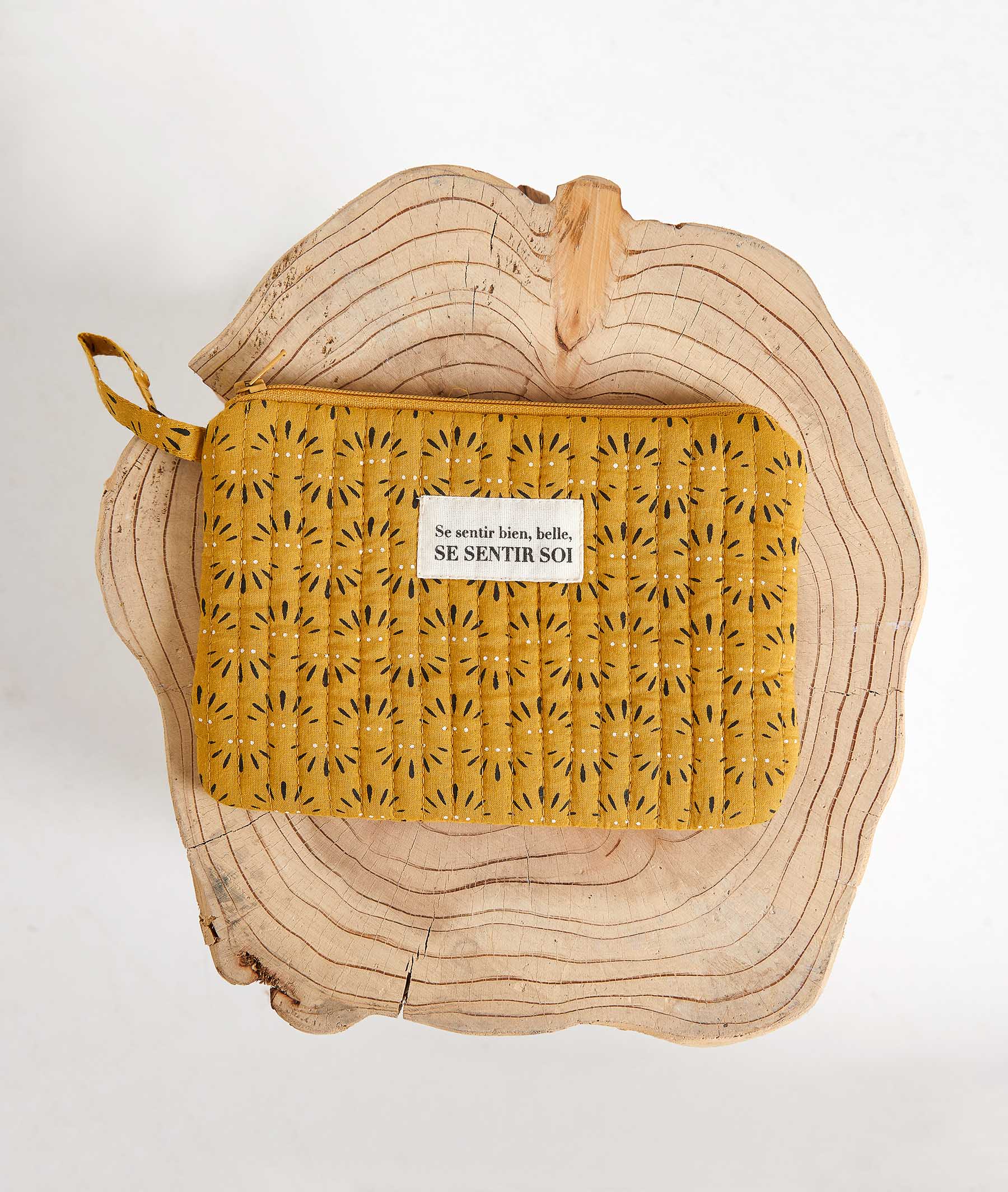 Pochette zipée en coton SAFRAN
