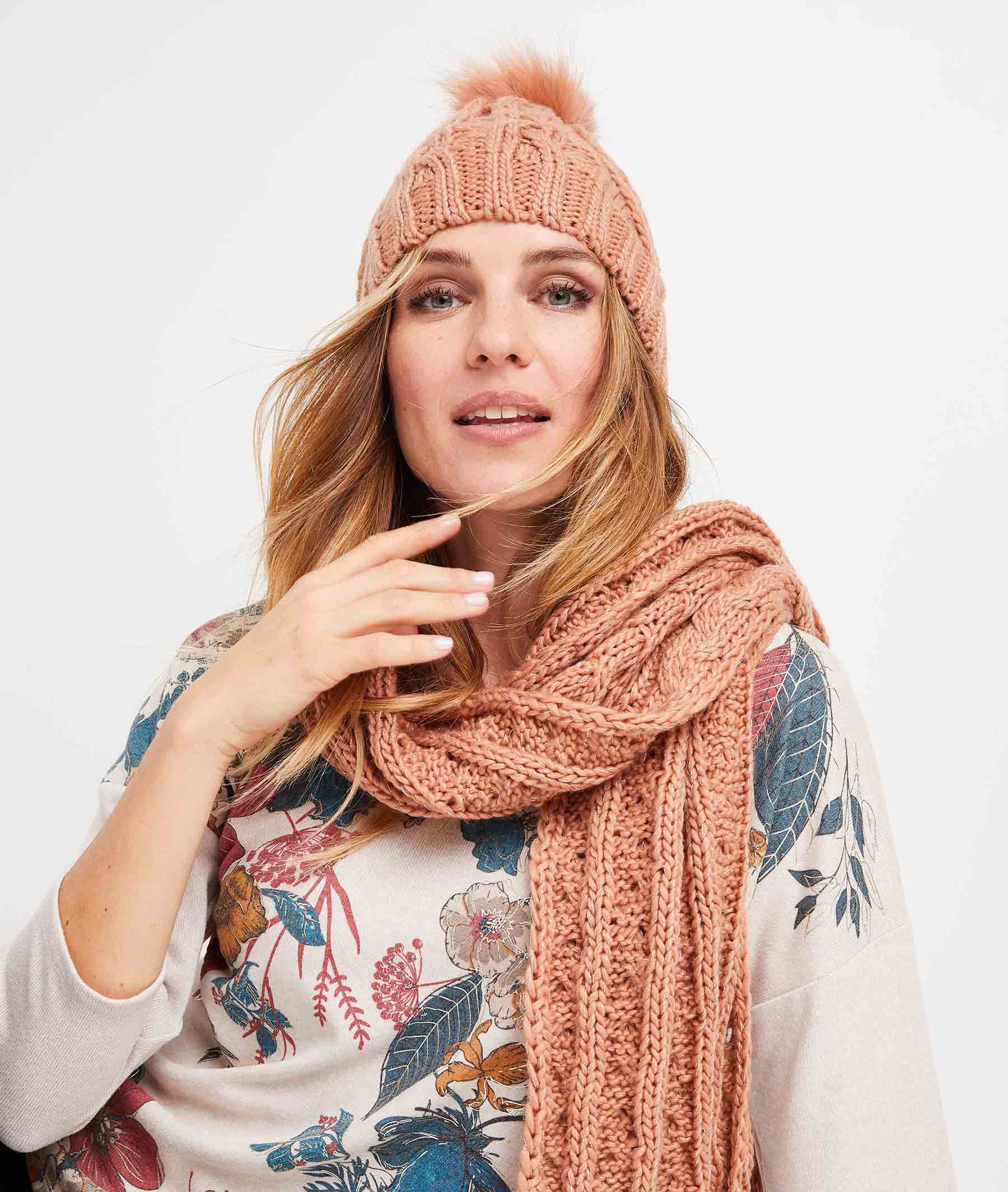 Bonnet tricot à pompons femme BLUSH