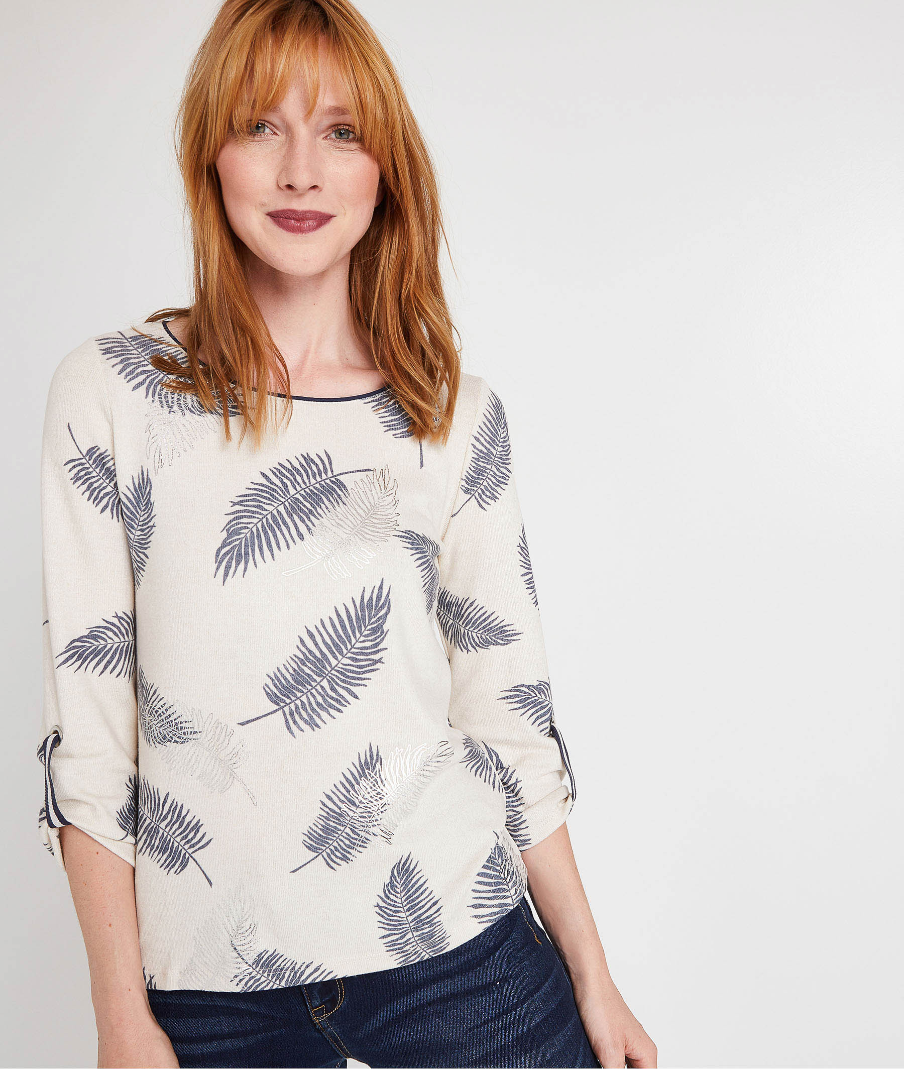 T-shirt imprimé feuillages BEIGE