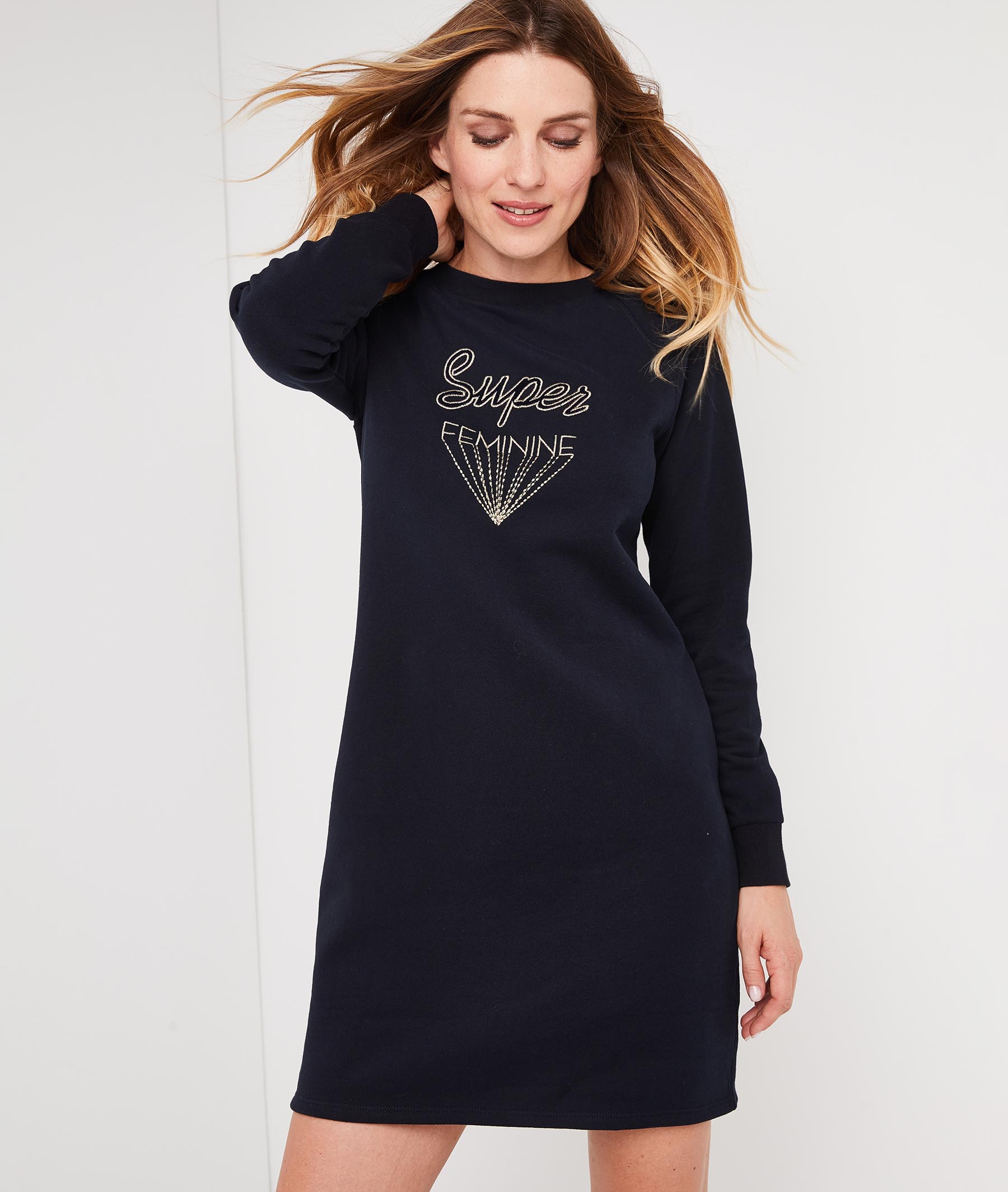 Robe sweat à message MARINE