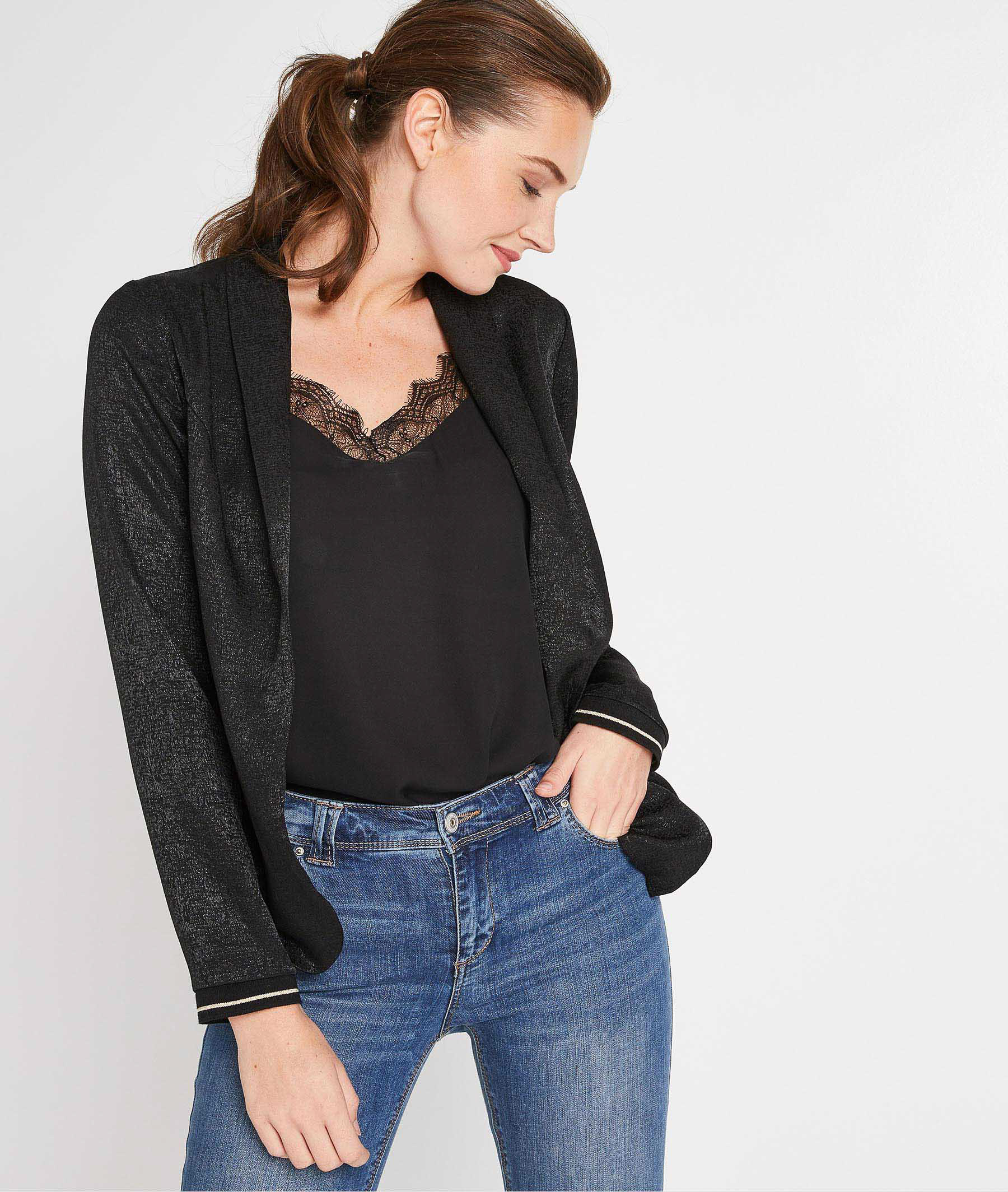 Veste fluide manches longues NOIR