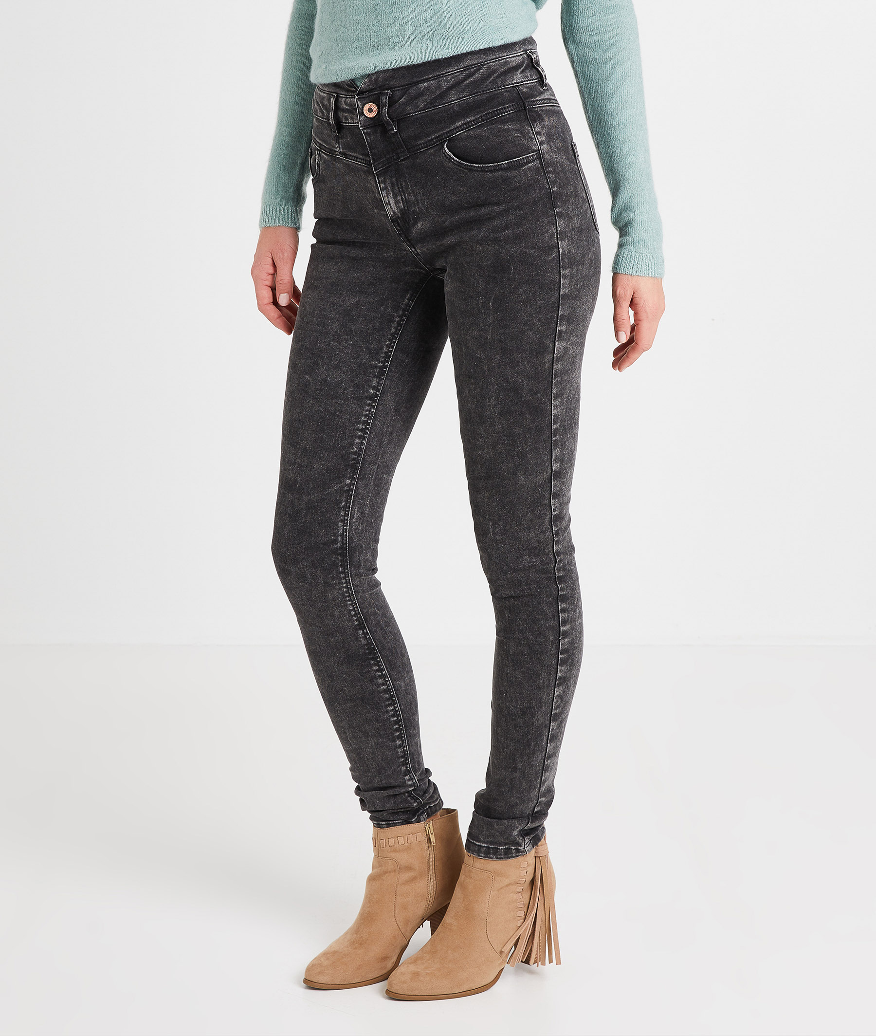 Jean slim taille haute GRIS
