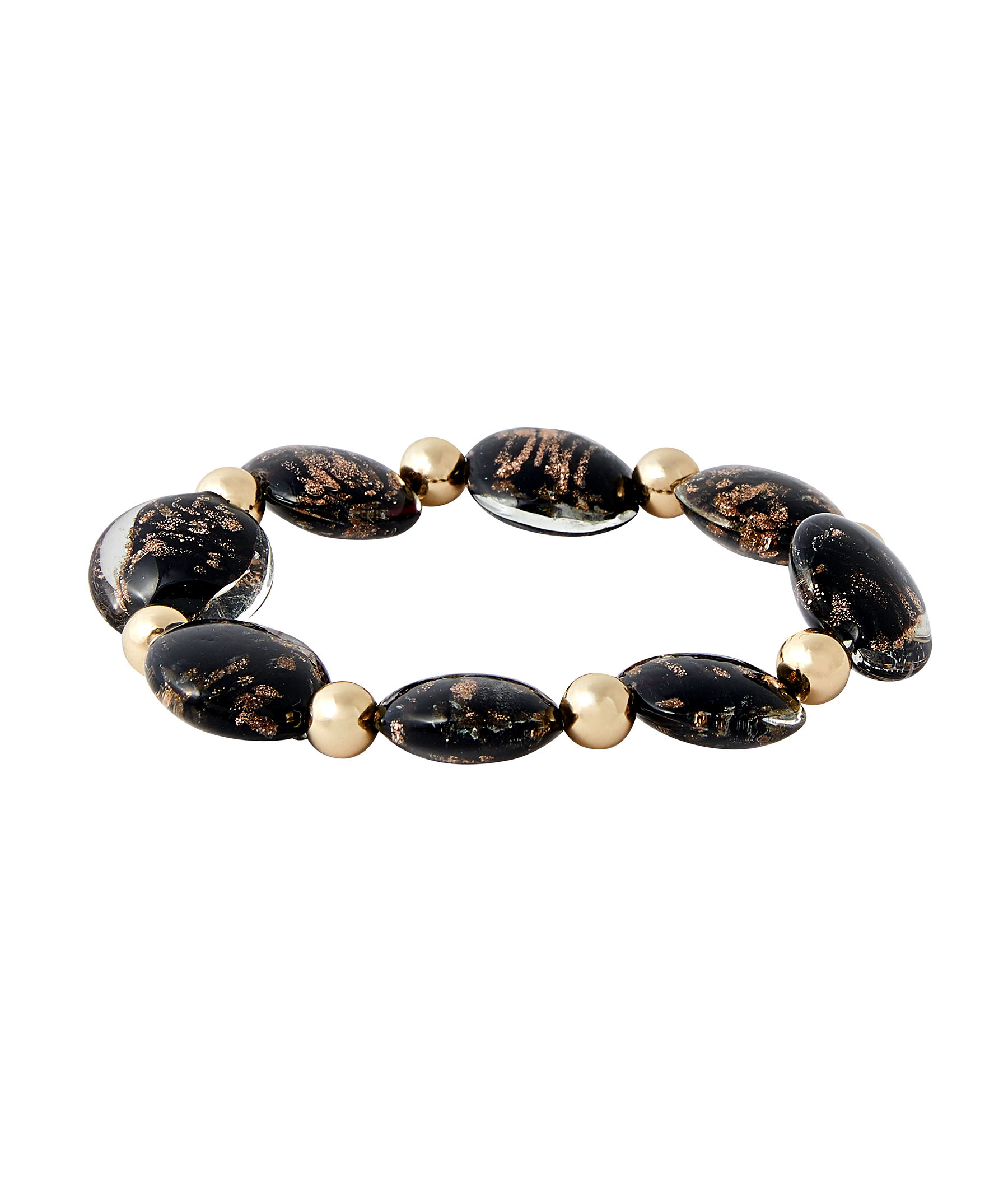 Bracelet élastique avec perles de verre NOIR