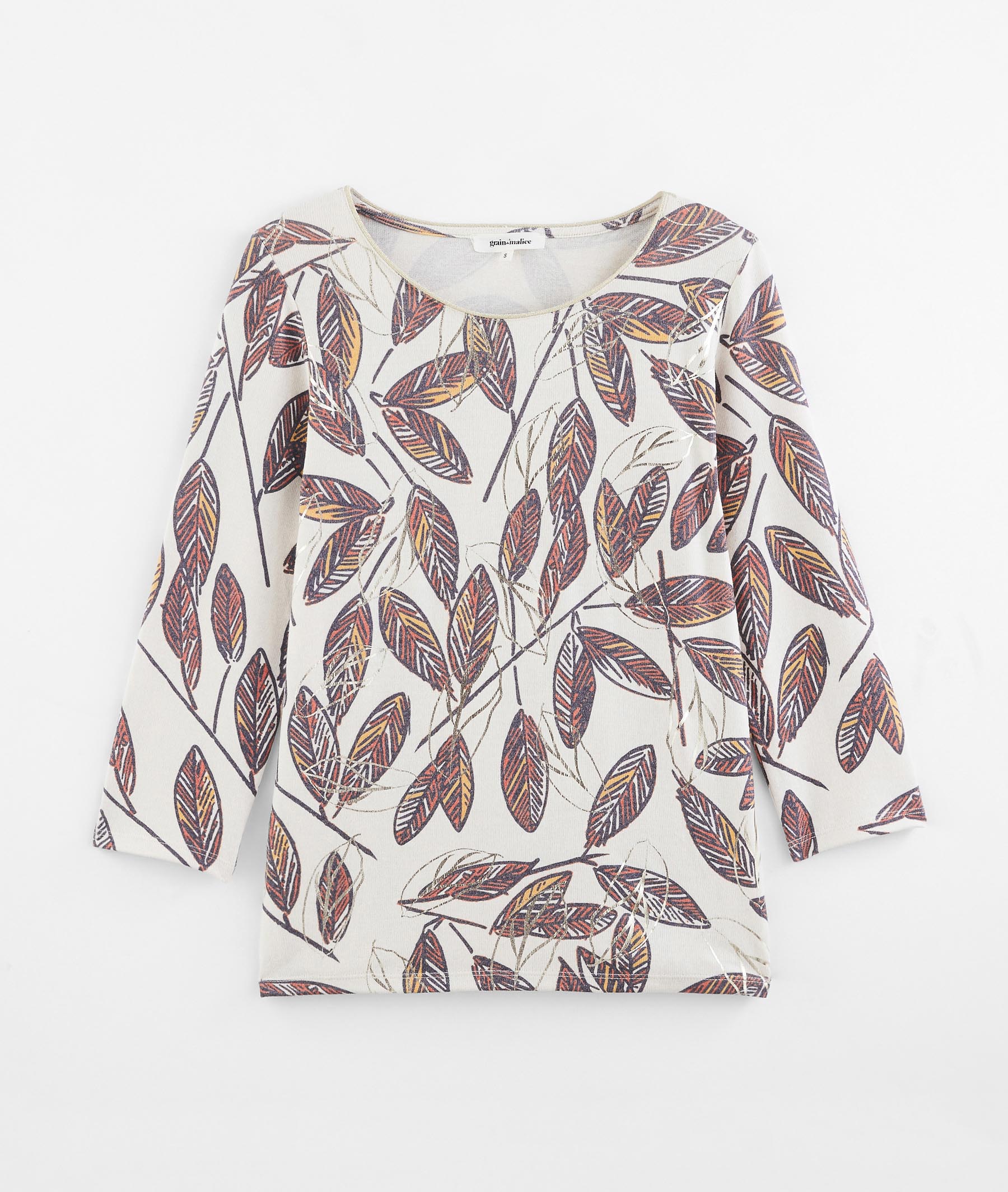 T-shirt imprimé feuilles femme BEIGE