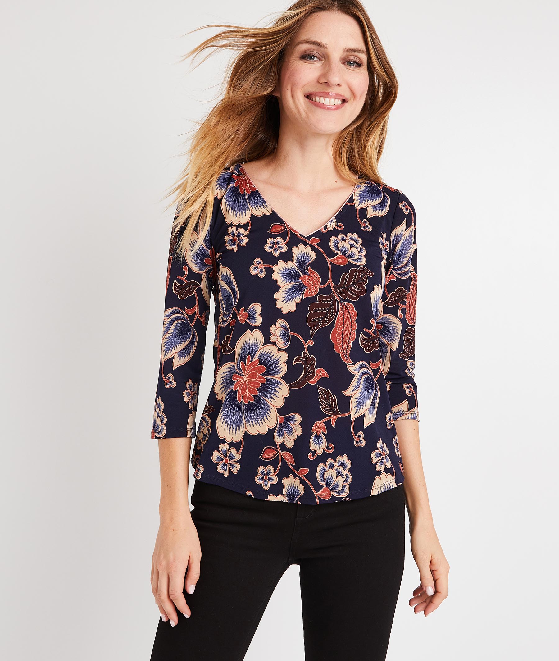 T-shirt imprimé floral MARINE