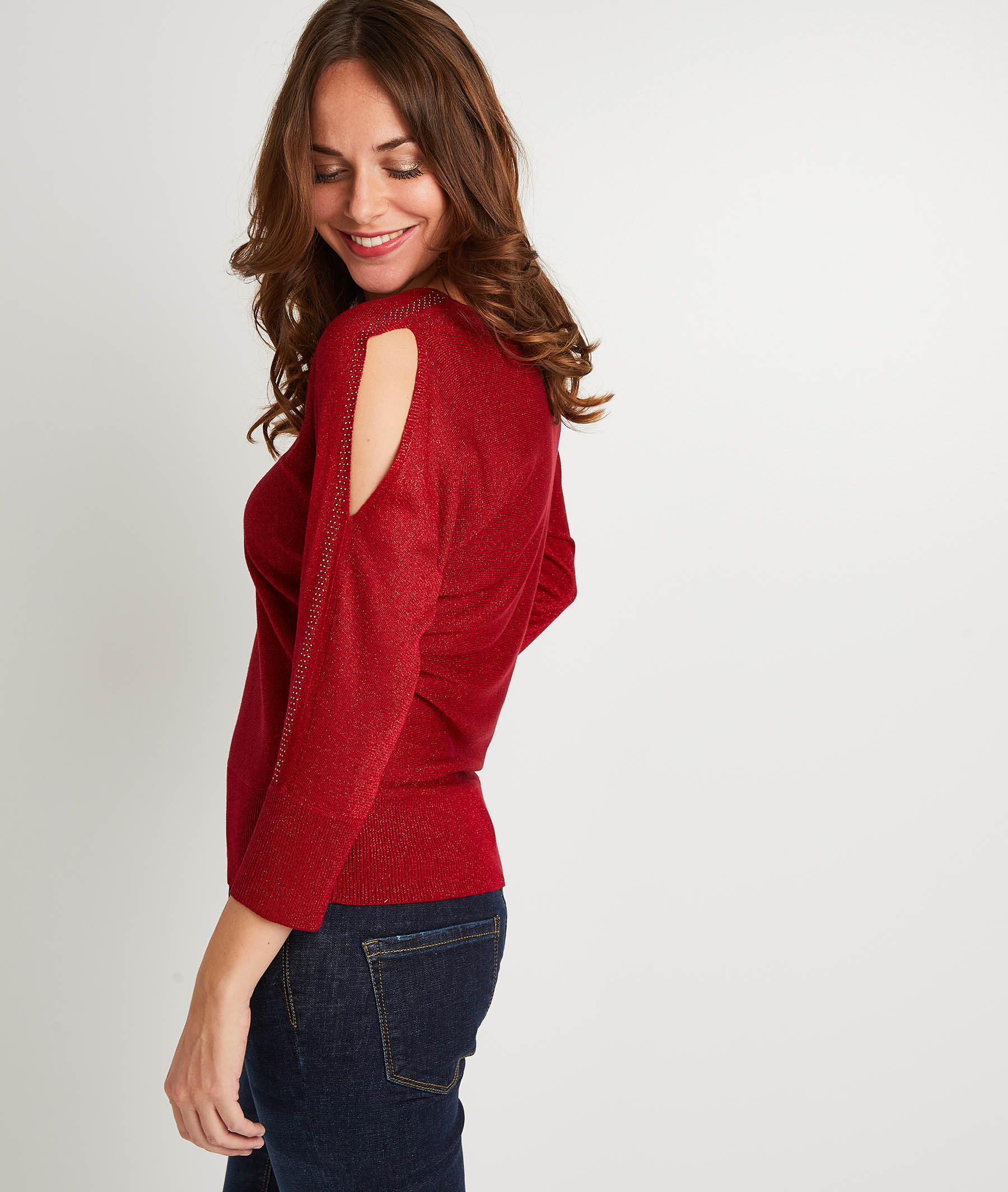 Pull uni femme ROUGE