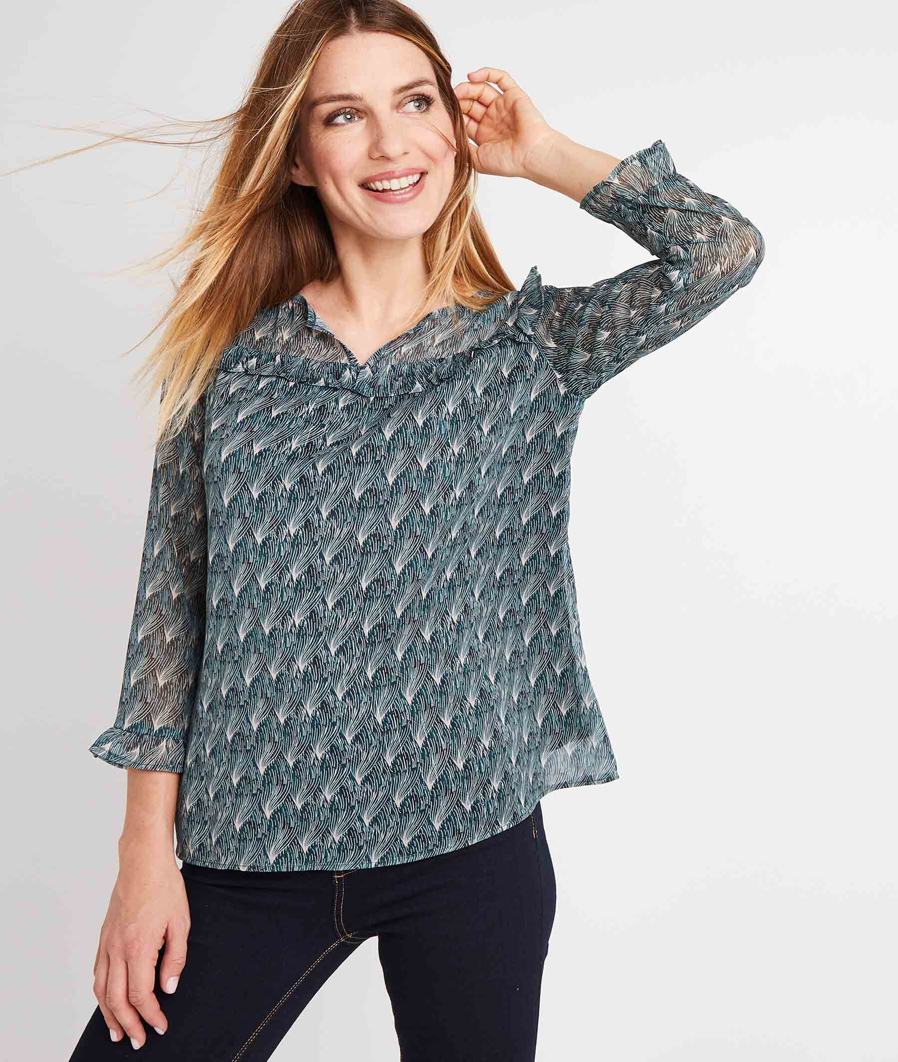 Blouse imprimée avec voilage IMPRIME