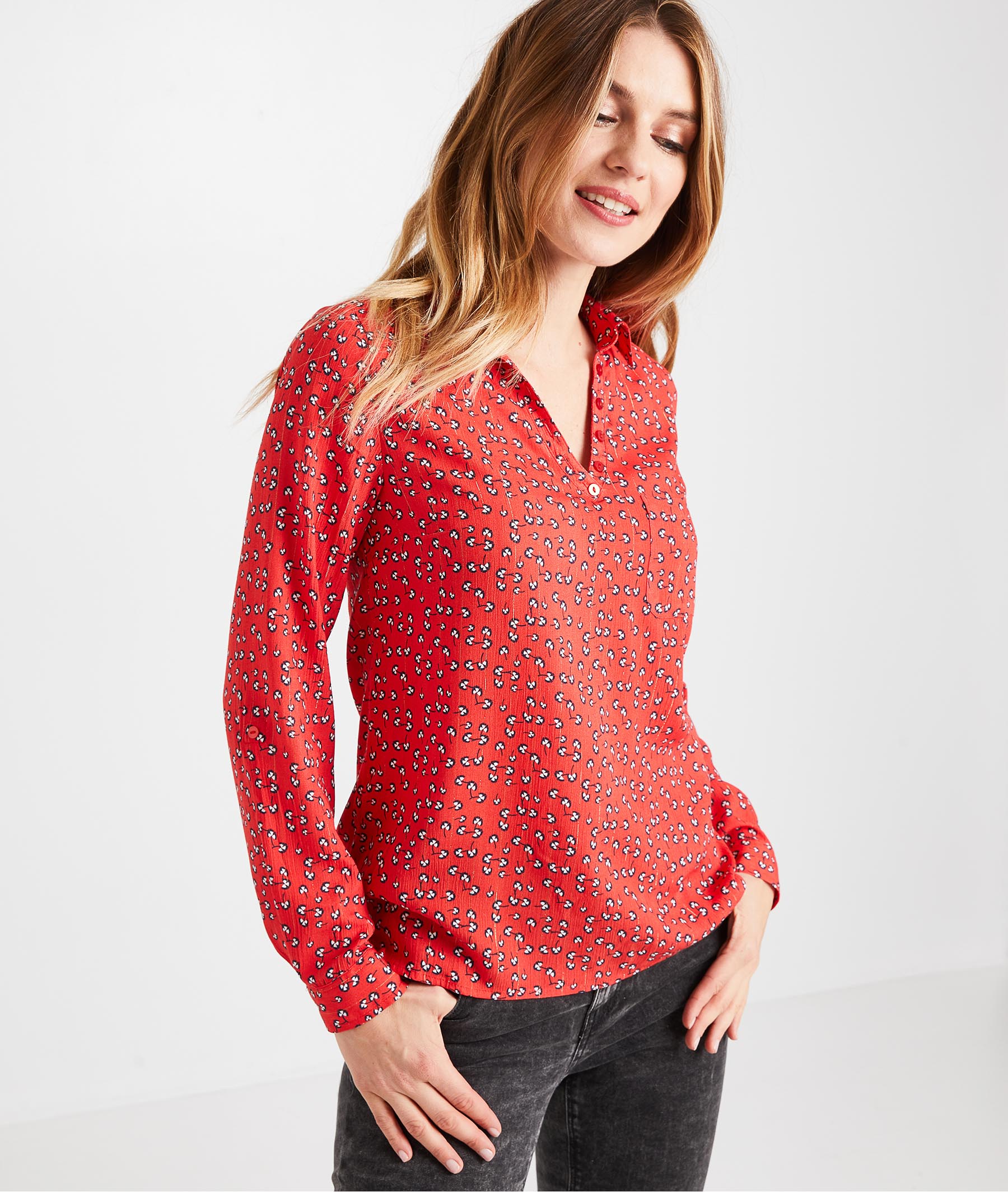  Blouse  fluide  imprim e femme  IMPRIME Grain de Malice