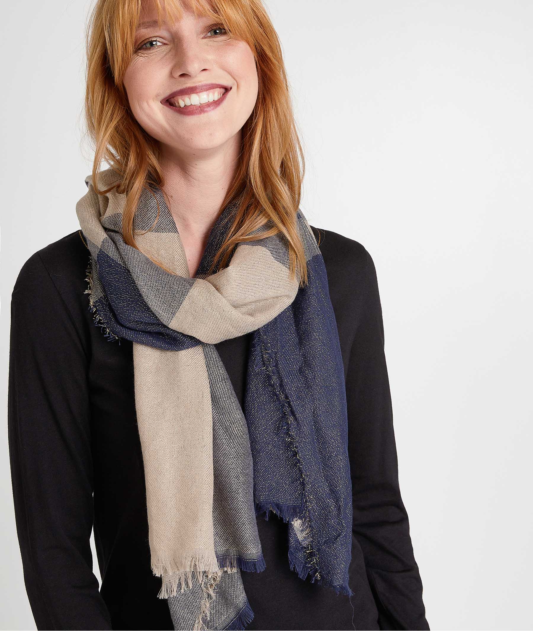 Foulard à carreaux femme MARINE