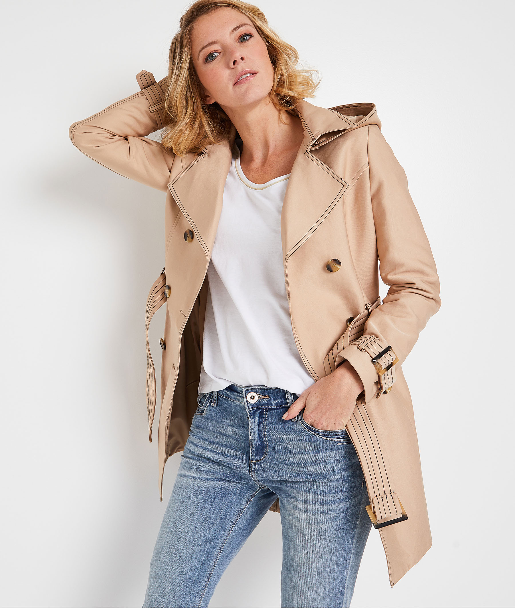 Trench long femme BEIGE