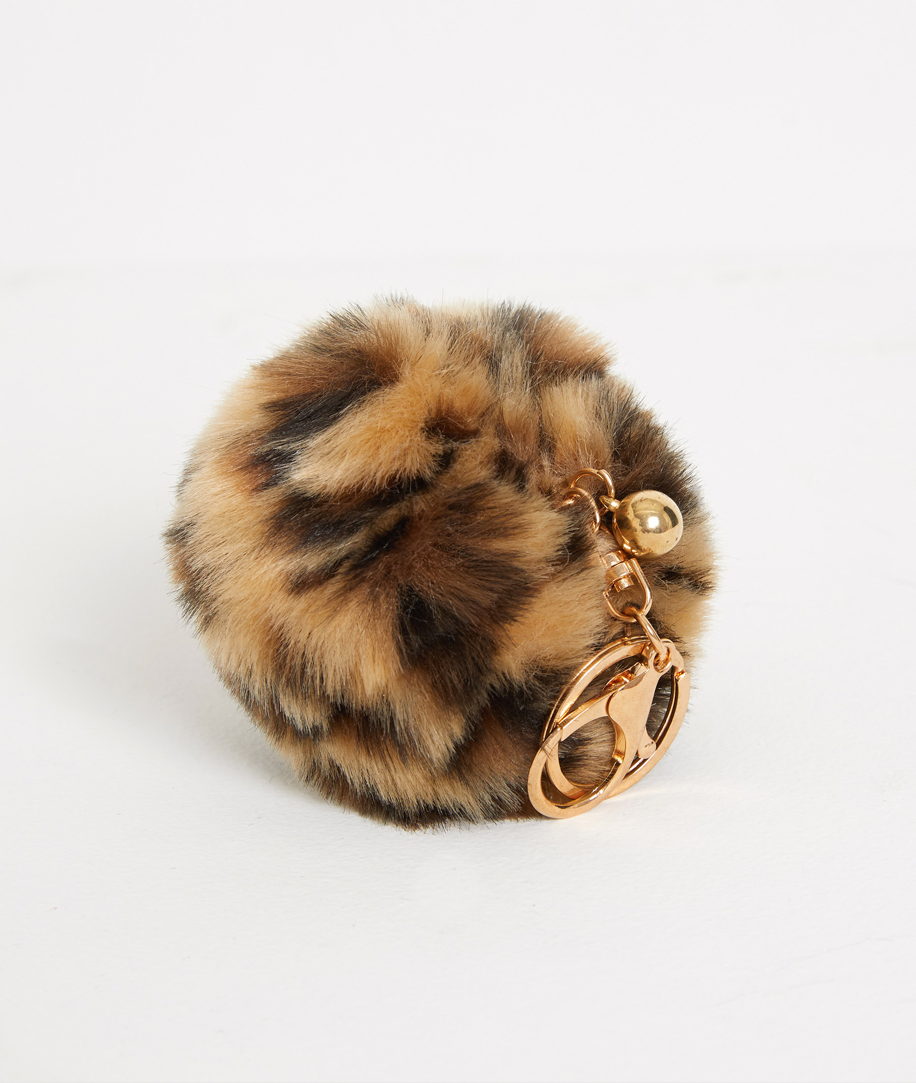 Porte-clé pompon fausse fourrure LEOPARD