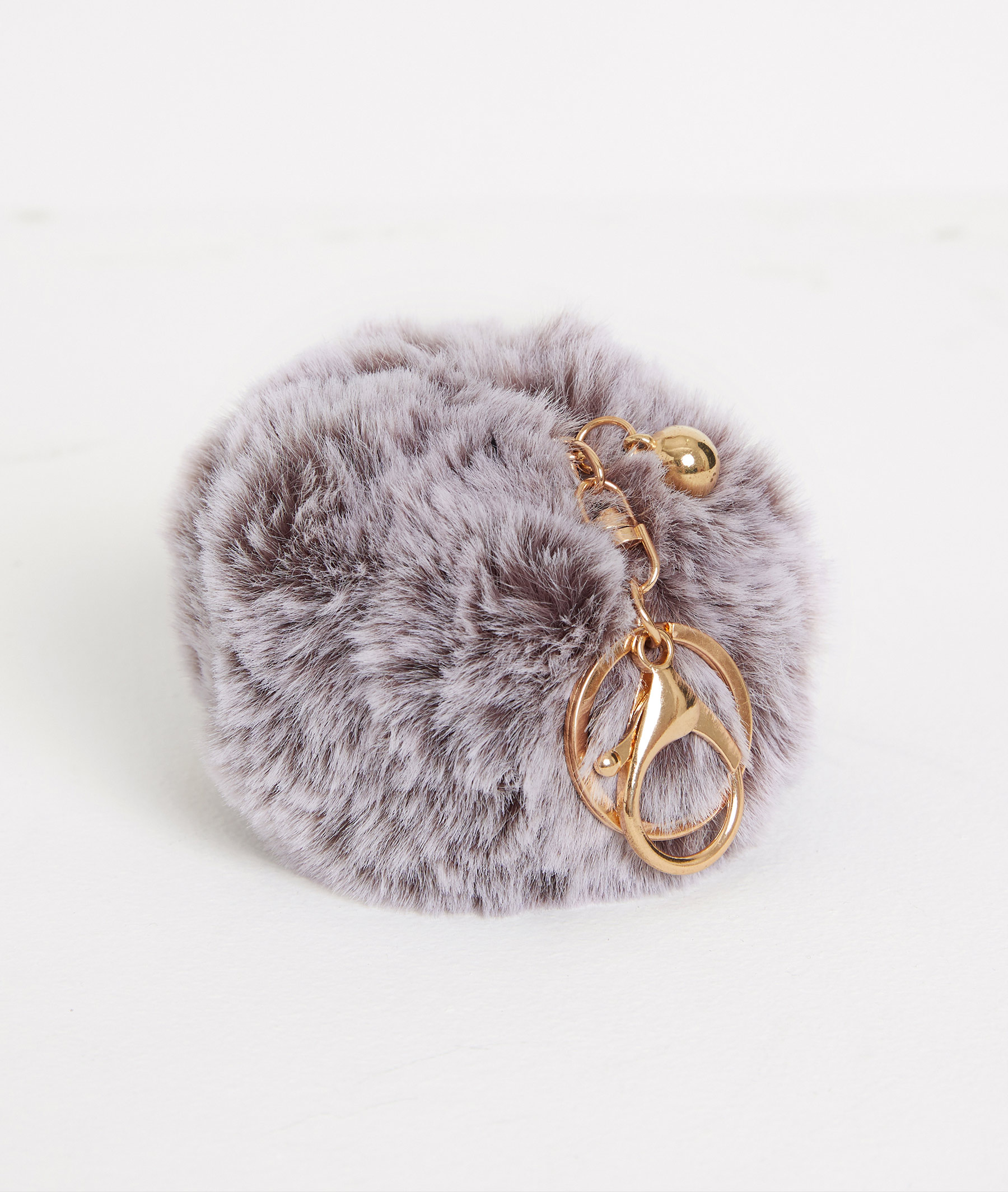 Porte-clé pompon fausse fourrure NATUREL