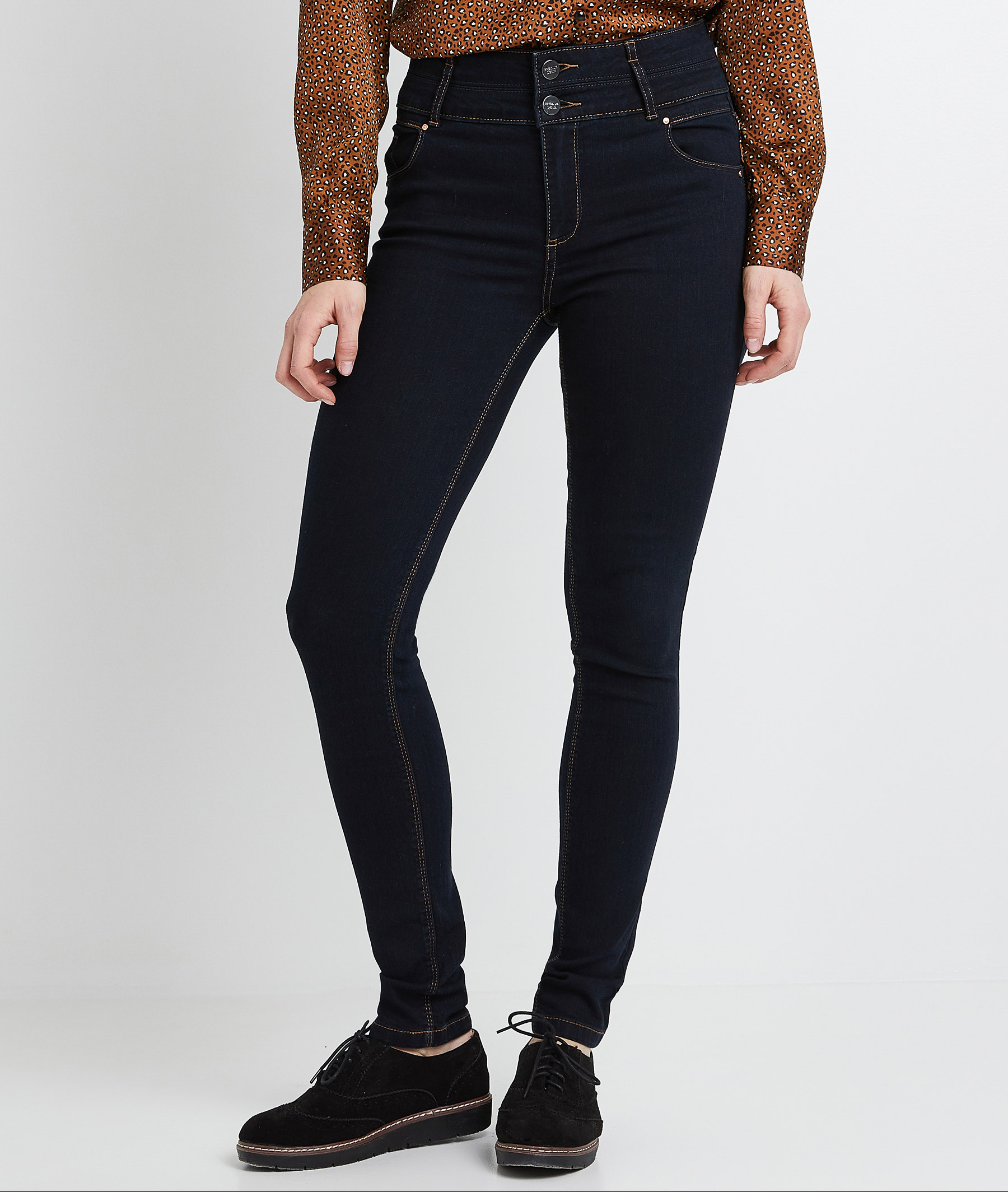 Jean slim taille haute BLUE BLACK