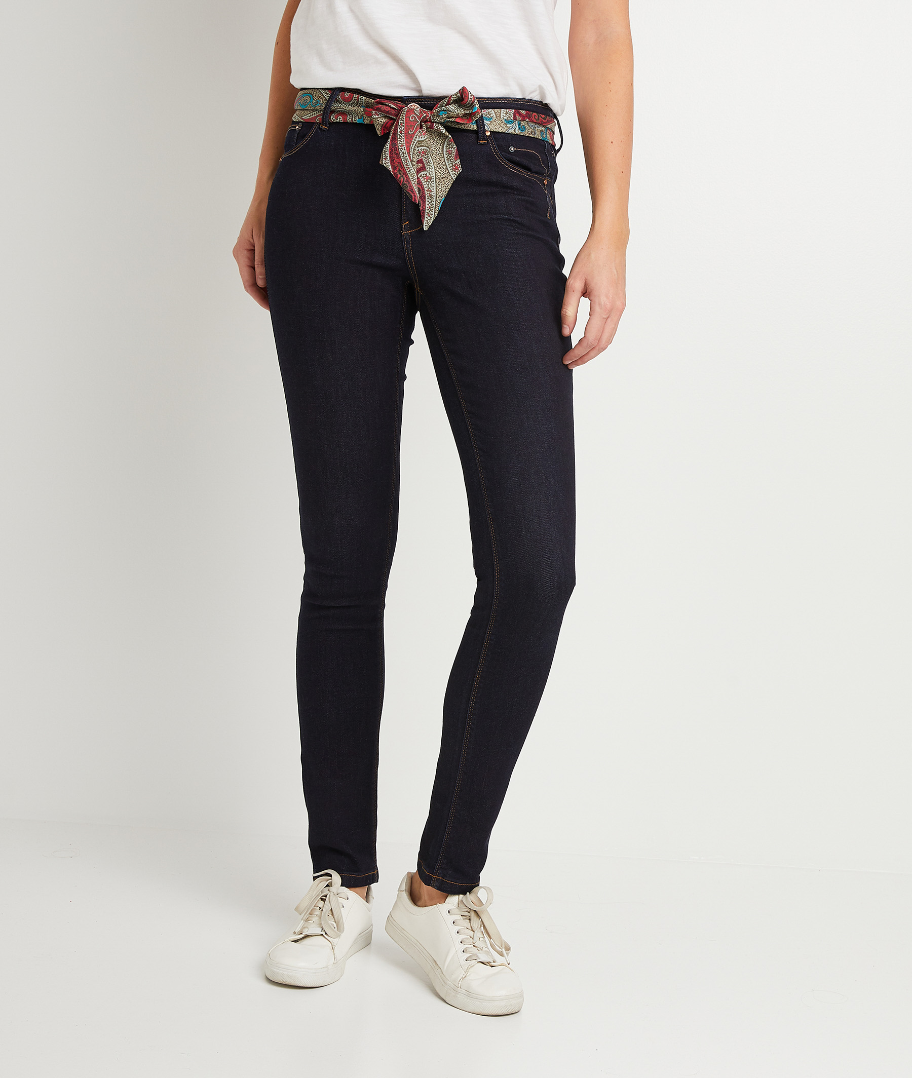 Jean slim avec ceinture femme BRUT