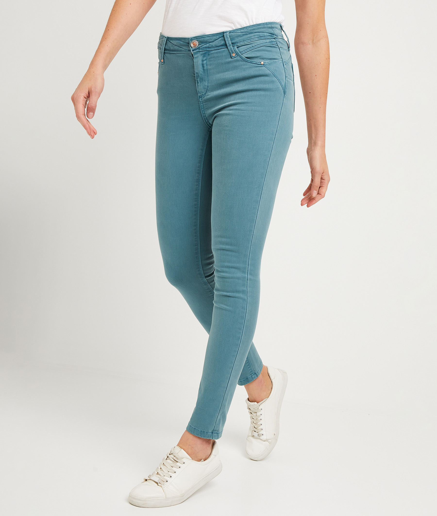 Pantalon slim push-up de couleur femme CELADON - Grain de ...