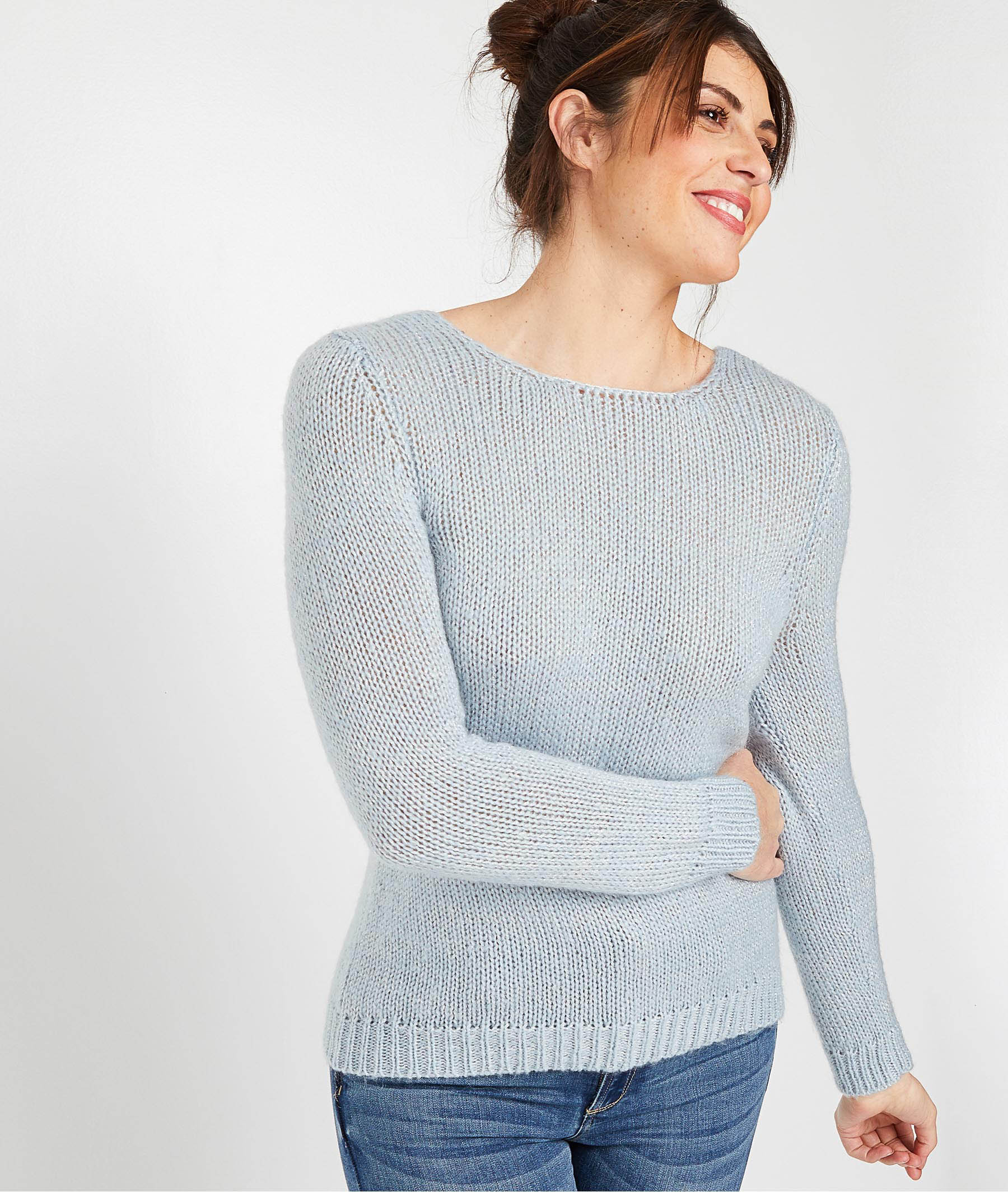 Pull 2 en 1 bleu femme BLEU